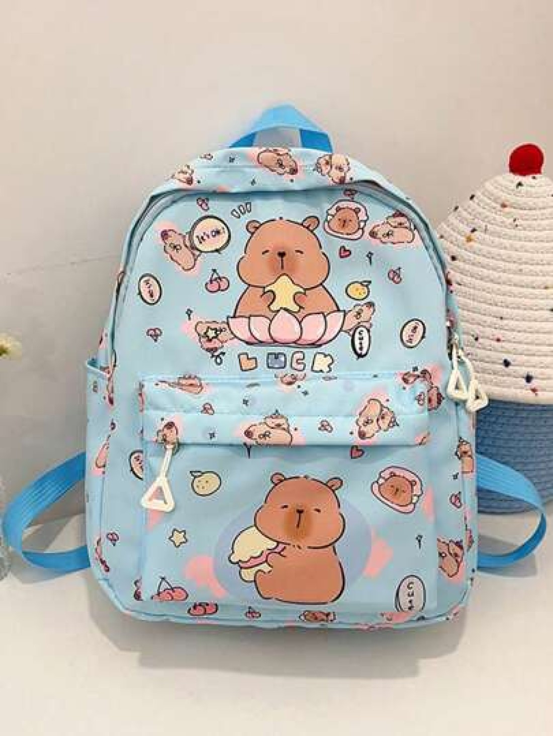 1pc Nylon Zipper Closure Fashionable And Cute Capibara Backpack Niche Design Adjustable Shoulder Straps Comfortable And Versatile Suitable For Daily Travel Backpacks And Highly Attractive Bags Suitabl