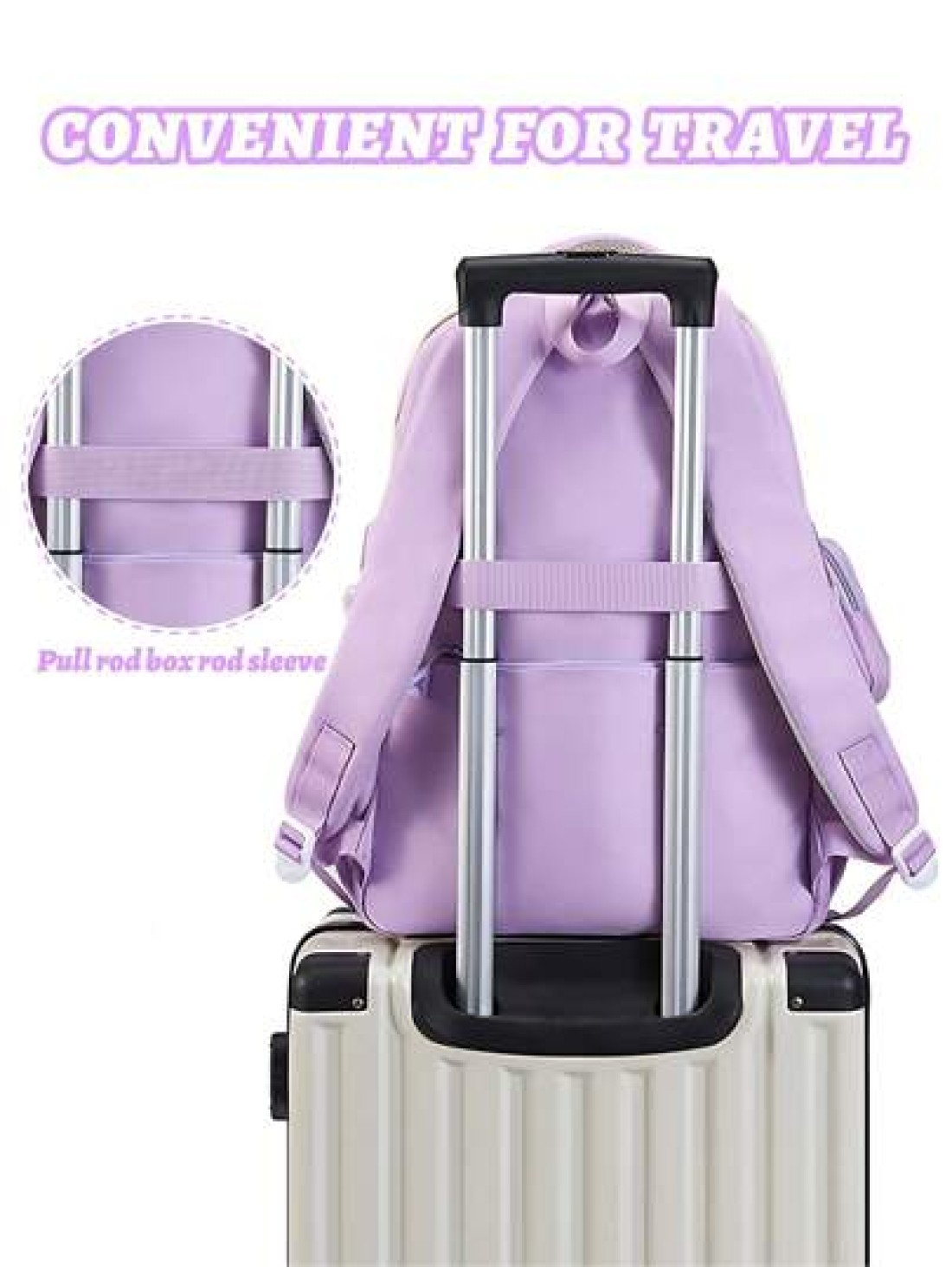 1pc Large Capacity Multi Pocket School Backpack For Girls Cartoon Bear Purple Backpack Outdoor Travel Bag With Coin Pocket Padded Shoulder Strap Fashion Versatile Polyester Suitable For Teenage Girls