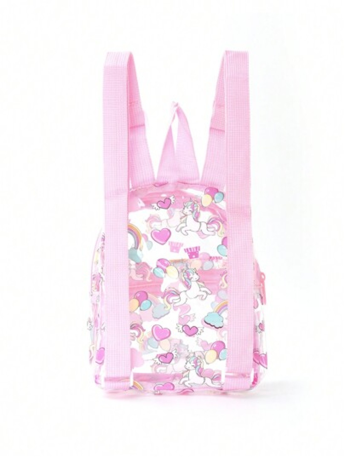 1 Pc Waterproof Pink Unicorn Cute Children s Backpack Girl s Rainbow Love Graffiti Adjustable Shoulder Strap School Bag Outing And Outing Backpack With Front Pocket Storage Suitable For Daily Commutin