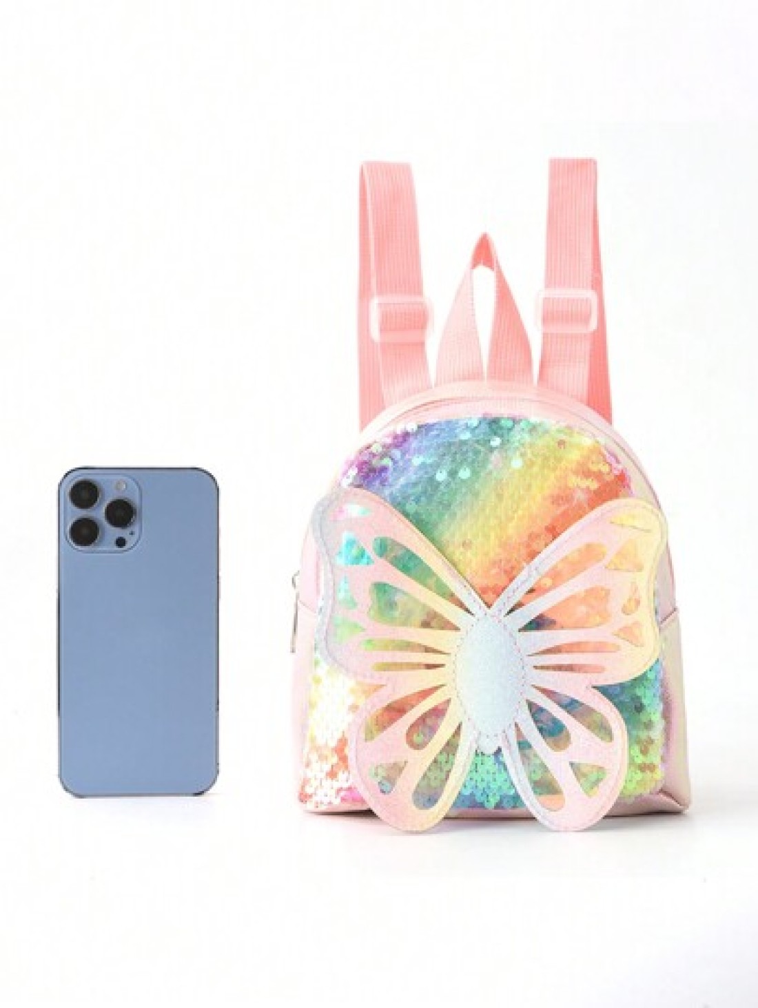 1pc Children Girl Cute Butterfly Color Sequenant Classic Backpack Classic Backpack Is Suitable For Little Girl Kindergarten Elementary School Students Daily Outdoor Travel Festivals Gift