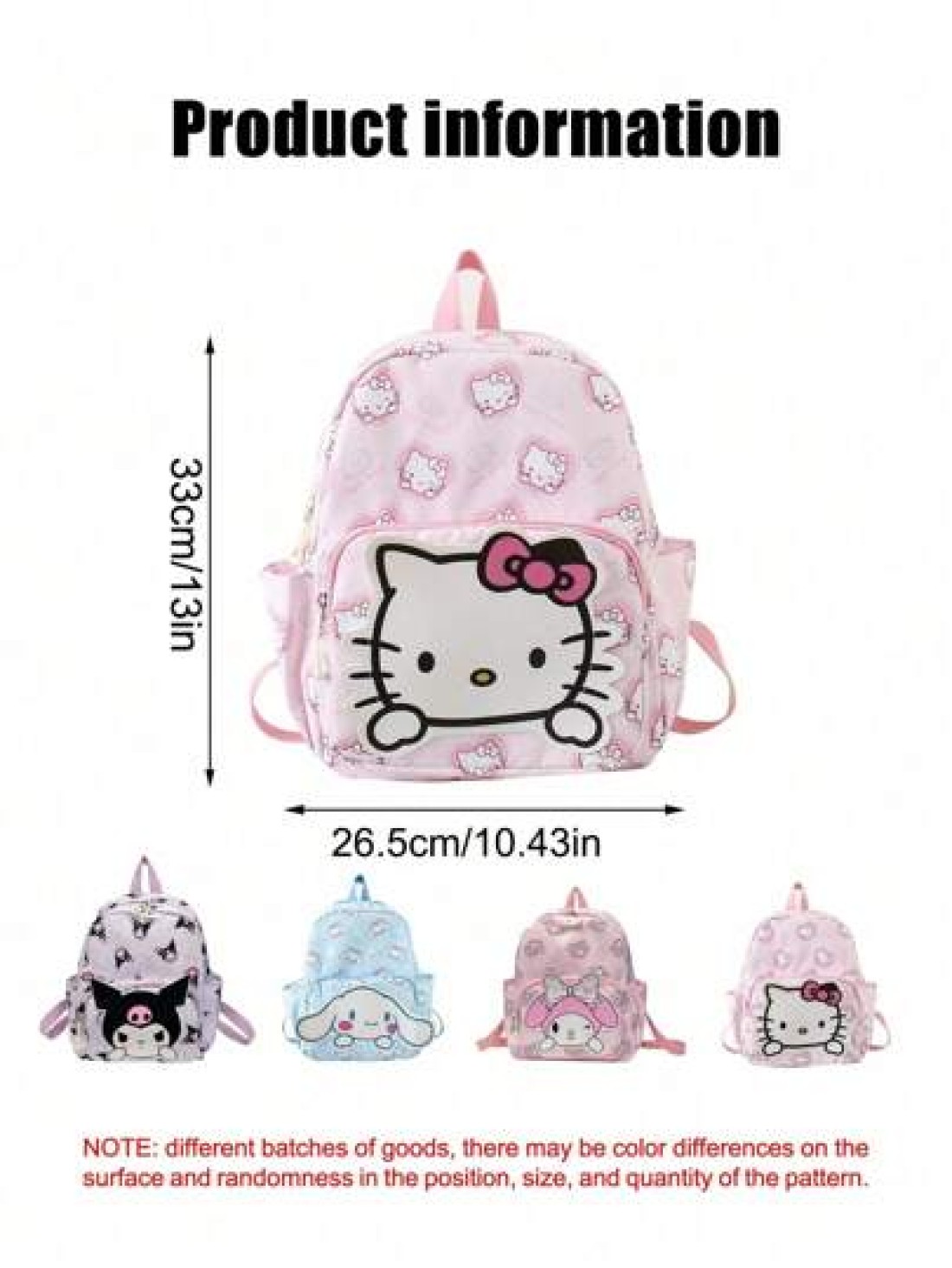 Sanrio Kawaii Backpack Anime Cartoon Figure Outdoor Travel Storage Bag Cute Shoulder Bag There May Be Slight Differences In Design And Color Between Different Batches Some Parts May Be Random Bag Cinn