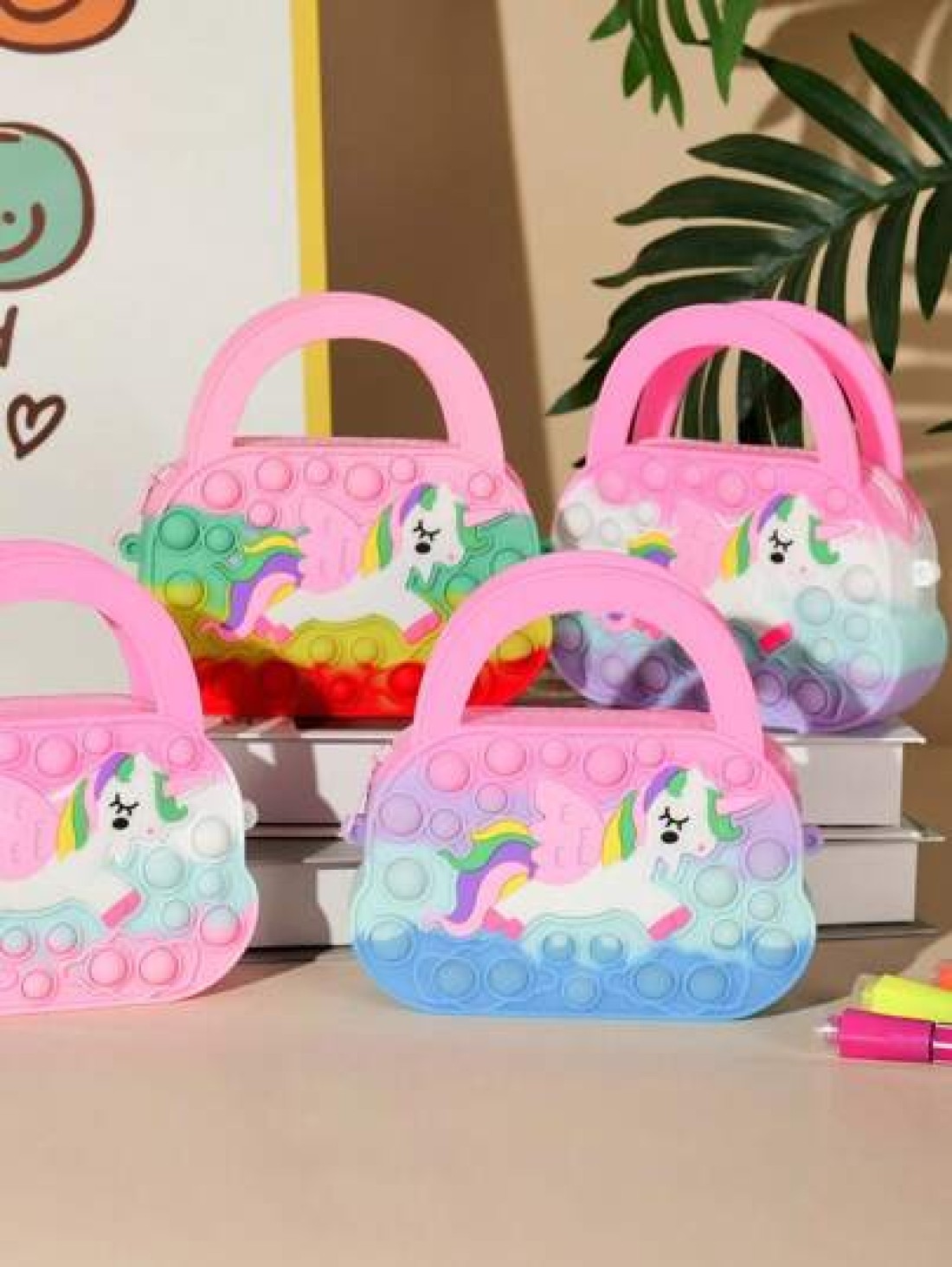 1 Pc Cartoon Unicorn Fashionable Handbag Unicorn Purses Fashion Fidgets Fashion Pop Purse Push Bubbles Fidget Rainbow Unicorn Purse Wallet Ladies Bag