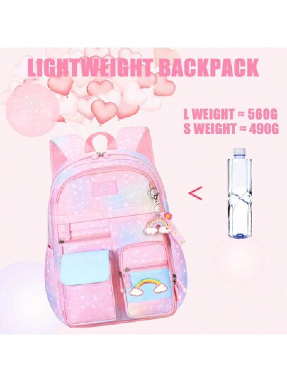 1pc Lightweight Large Capacity Nylon Cute School Backpack With Multiple Pockets For Girls Children Casual Travel School And Camping
