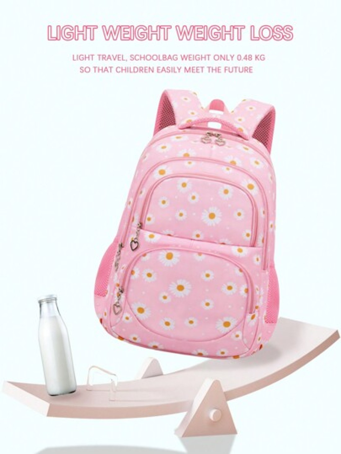 3pcs Set Backpack Set With Daisy Flower Pattern Suitable For Students School Backpack Lunch Bag Pencil Case Backpack