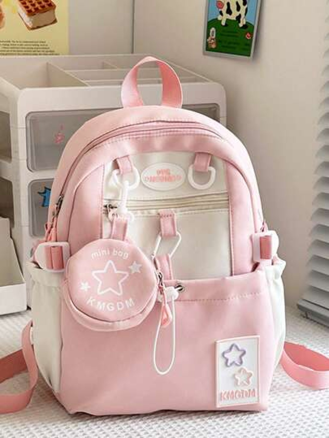 Japanese Cute Girl Hit Color Mini Shoulder Bag Female Korean Version Of The Dopamine Star Small Backpack Junior High School And High School School Bag Out Of The Travel Study Spring Tour Shoulder Bag