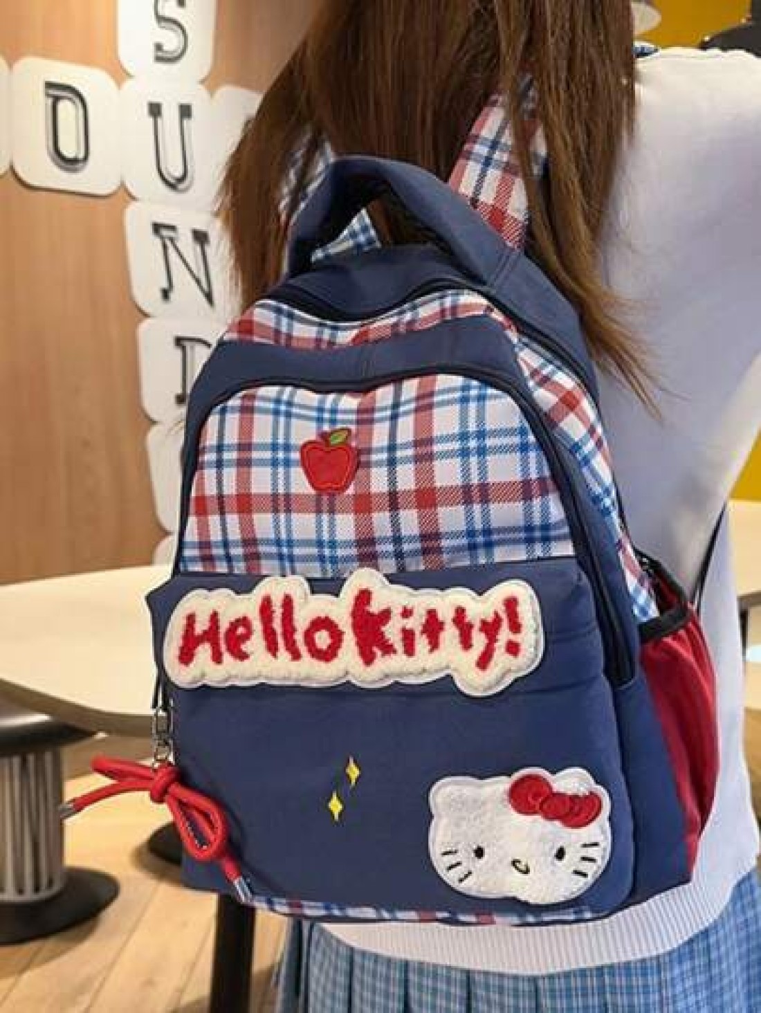 Sanrio Hello Kitty Backpack Retro Plaid Cute Cartoon Large Capacity Lightweight School Bag For Female College Students Niche Design Ideal For Classes And Casual Use Stylish Student Backpack For Everyd