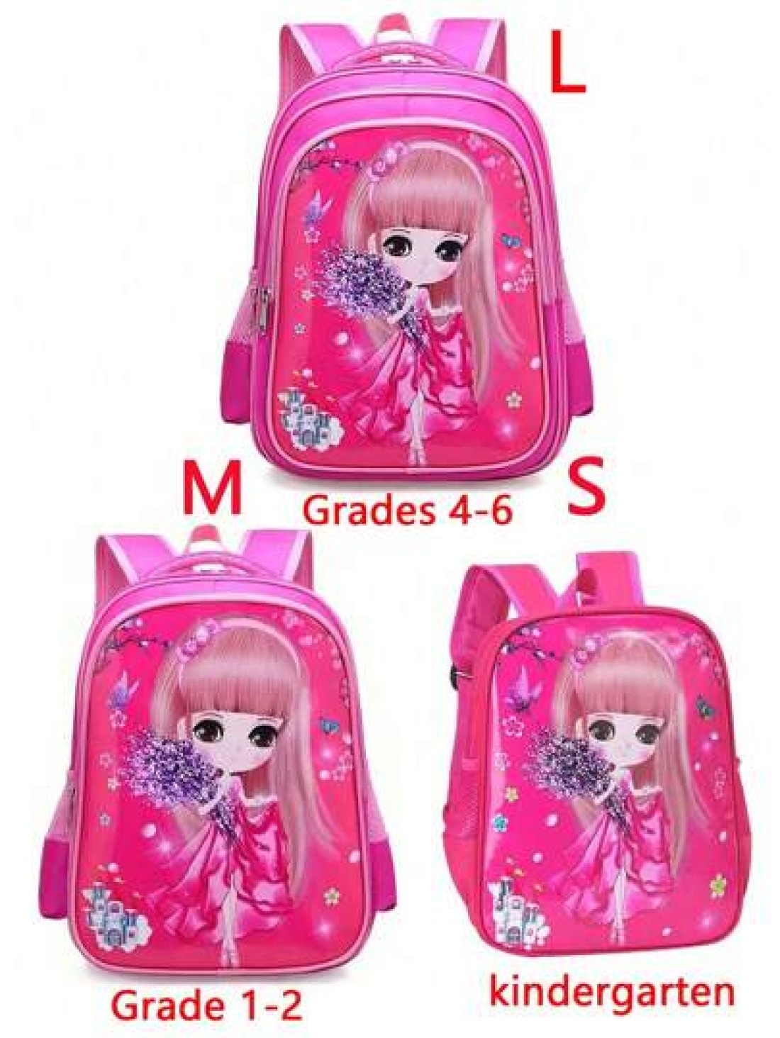 1pc Cute Easter Bunny Backpack Adorable Princess School Bag Cartoon Bookbag Large Capacity Student Backpack