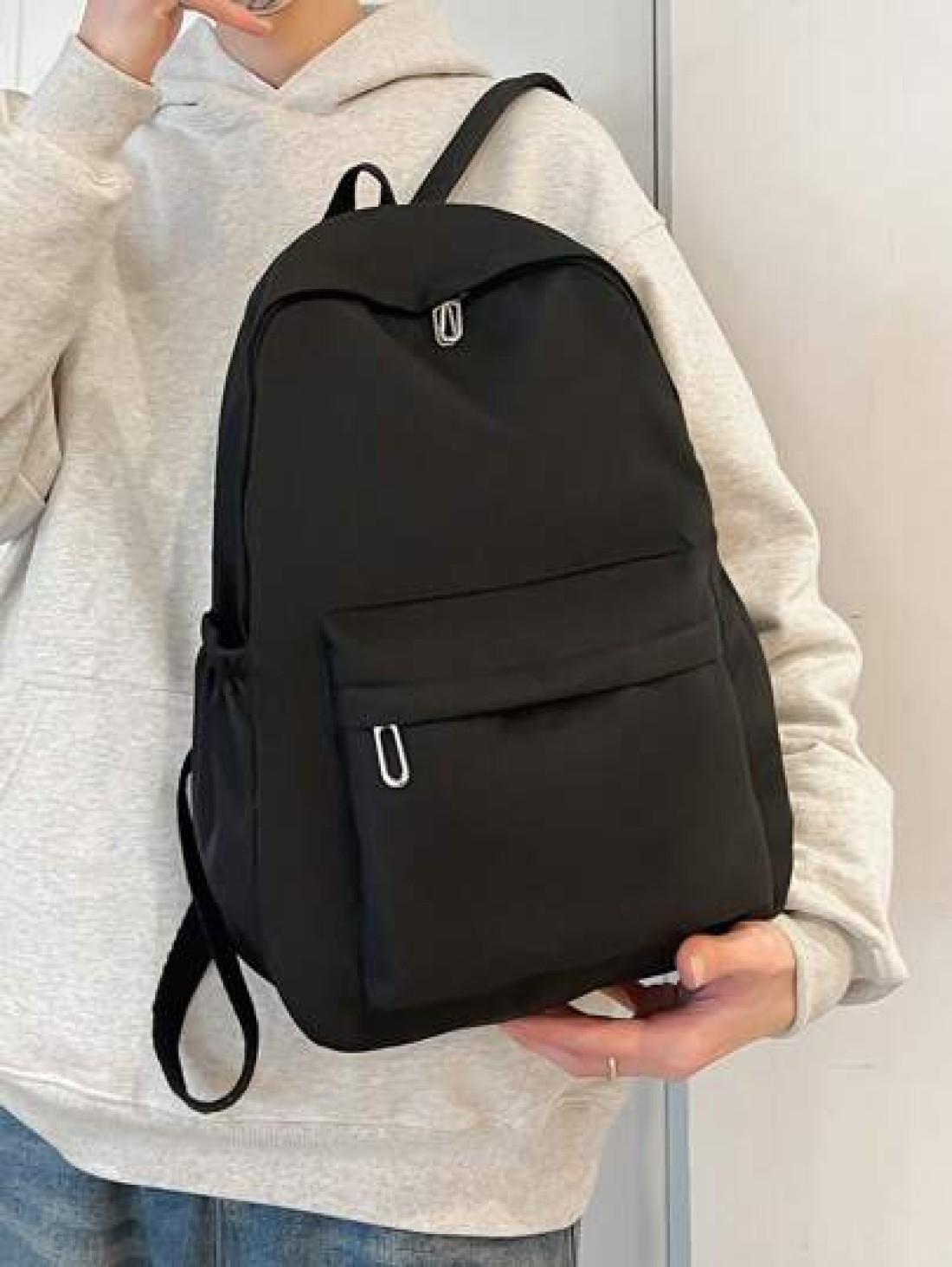 1 Pc Back To School Causal Preppy School Bag Durable Nylon Spacious Multiple Pockets High Capacity With Laptop Compartment Zipper Backpack Purse Solid Color School Backpack Lightweight Bookbags Portab