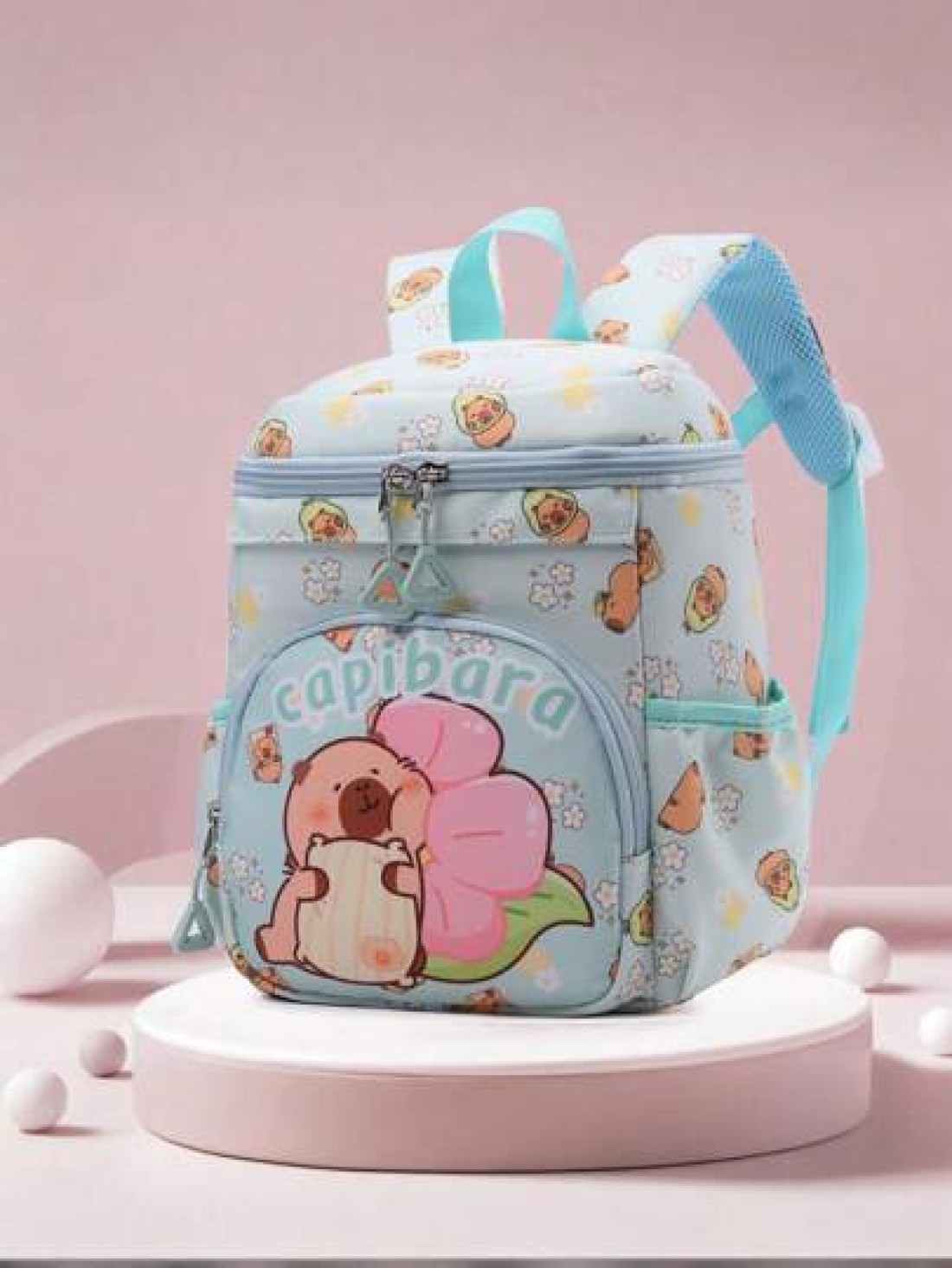 1pc Zipper Opening And Closing Stylish Cartoon Style Capybara Small Backpack Suitable For Height Of About 94 110cm Suitable For Any Occasion Lightweight Travel Backpack Comfortable And Adjustable Shou