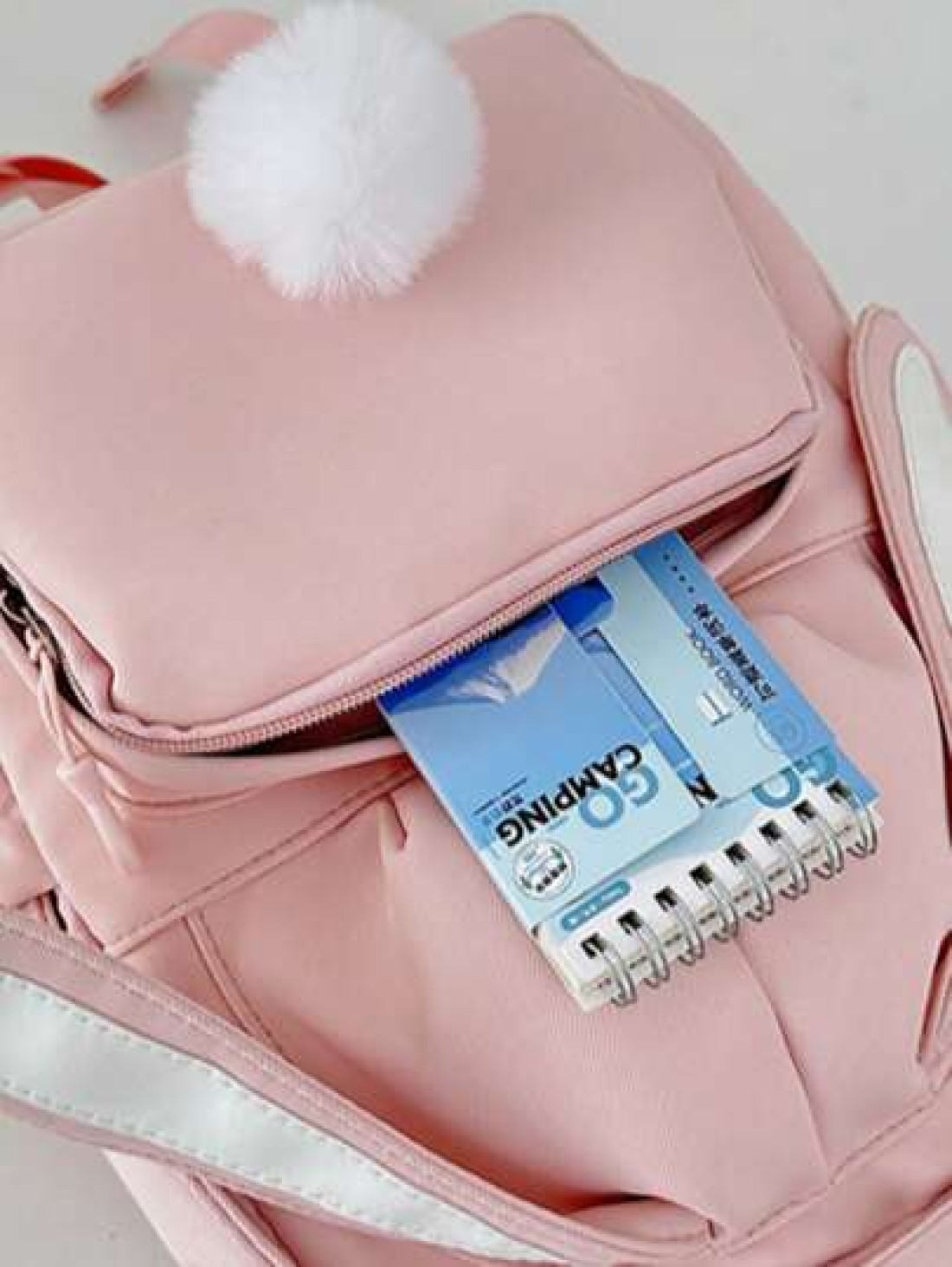 1pc New Fashion Student Backpack Versatile Cute Rabbit Ear Design Nylon Waterproof Large Capacity Rucksack No Pendant