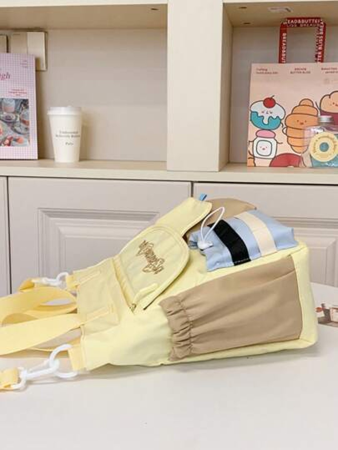 1pc New Student Tutoring Bag Casual Contrast Color Nylon Waterproof Large Capacity Shoulder Bag