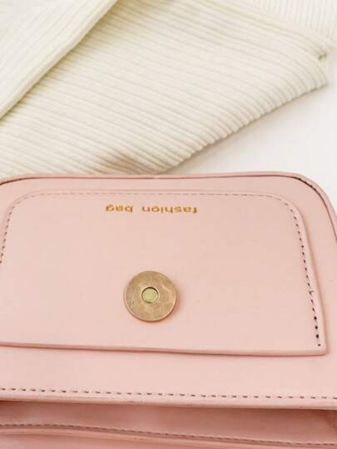 1pc New Fashionable Chic Handbag Solid Color Sweet Bow PU Small Square Shoulder Bag