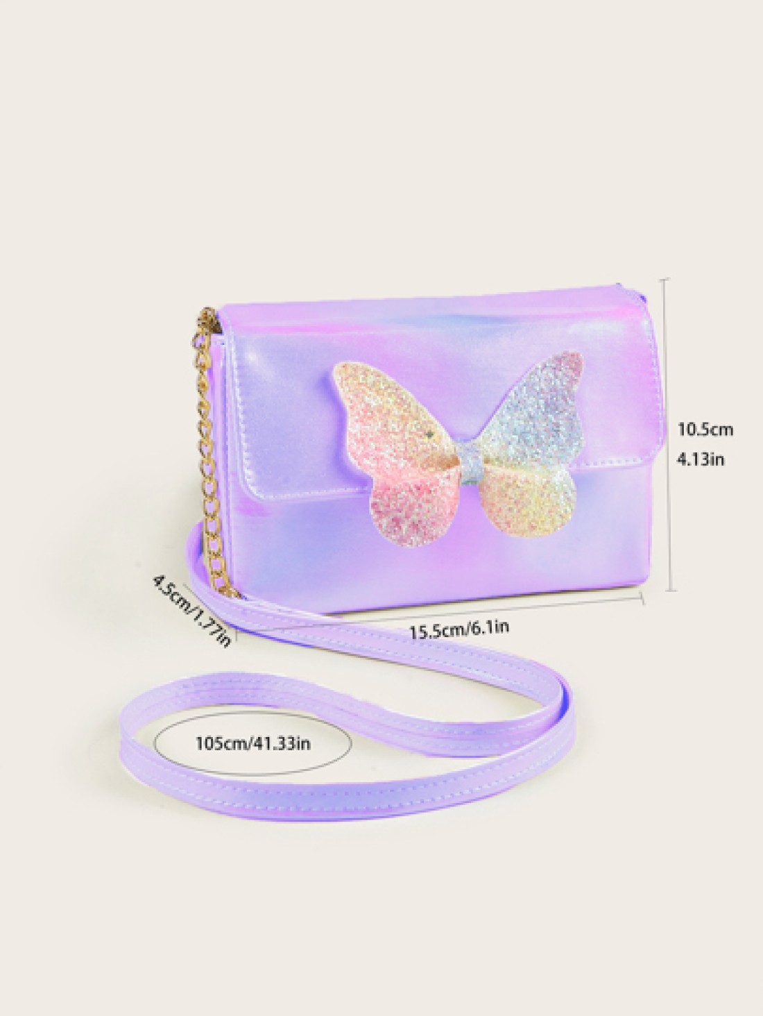 Metallic Glossy Funky Style Shoulder Bag With Butterfly Detailing