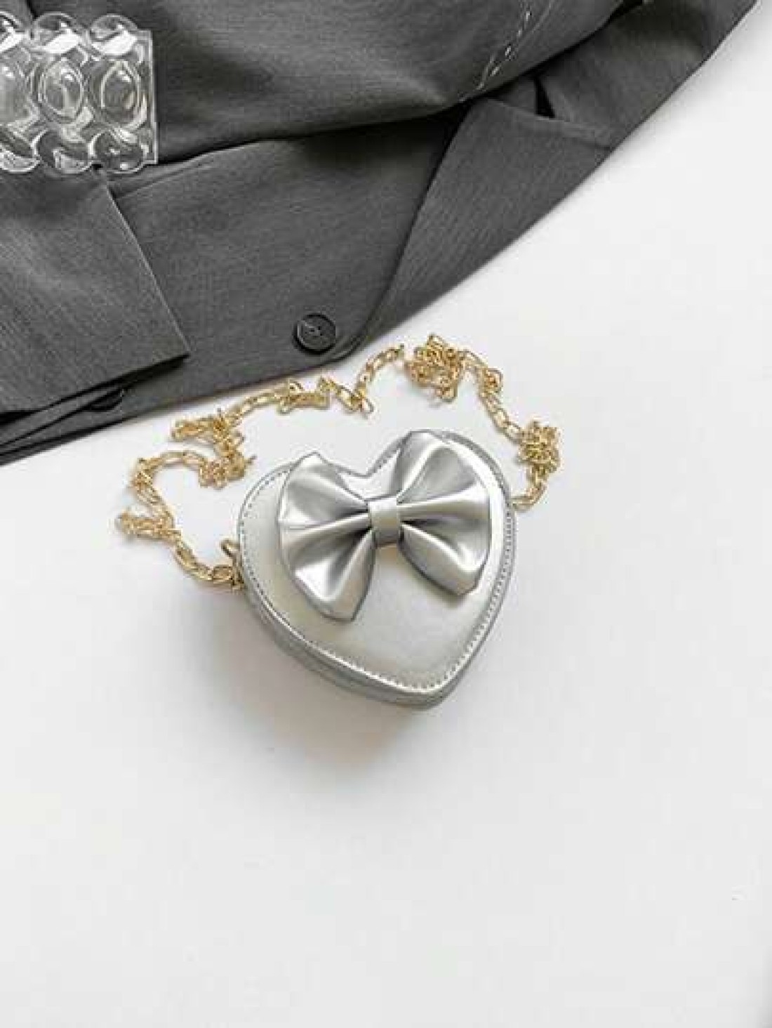 1pc Pu Zipper Closure Messenger Bag Fashionable Mini Heart Shaped Chain Shoulder Messenger Bag Ins Korean Version Niche Design Simple And Exquisite Lipstick Earphone Bag Comfortable Shoulder Strap Smo