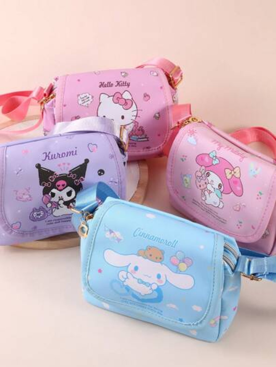 Sanrio زنبيل حامل مفاتيح محفظة نقود هاتف كرتوني للأطفال ماركة ساتريو، حقيبة كروس كيوت على الكتف ل- K T كلب كبير الأ