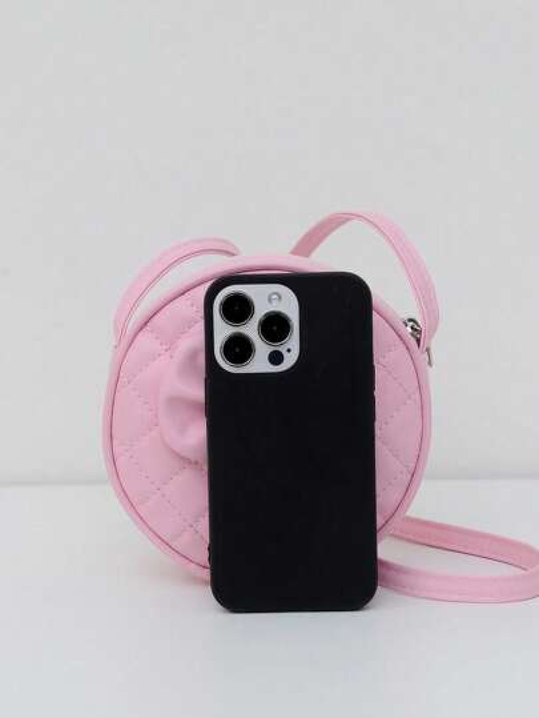 1pc Girl Pink PU Shoulder Bag With Bowknot Decor Fashionable Casual Small Round Crossbody Bag With Zipper Closure Suitable For Daily Use All Season