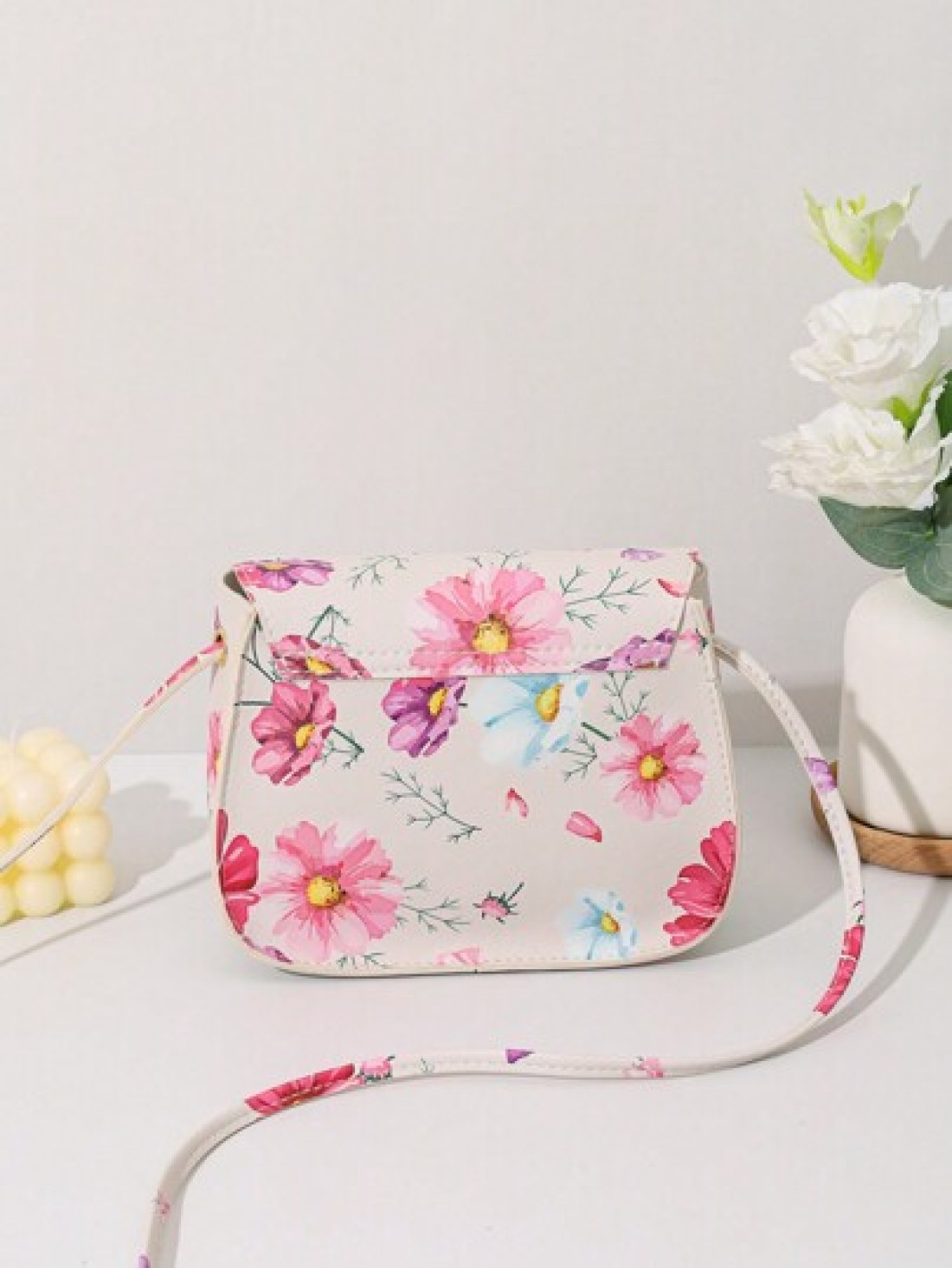 Mini Print Butterfly Decor Metal Accent Shell Crossbody Bag