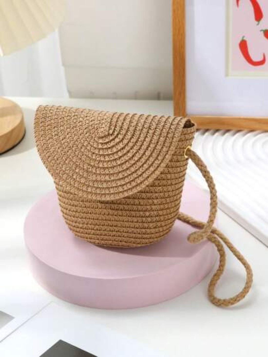 2024 New Cute Woven Grass Bag Beach Straw Bag For Perfect For Summer With Dress Mobile Phone And Cross Body