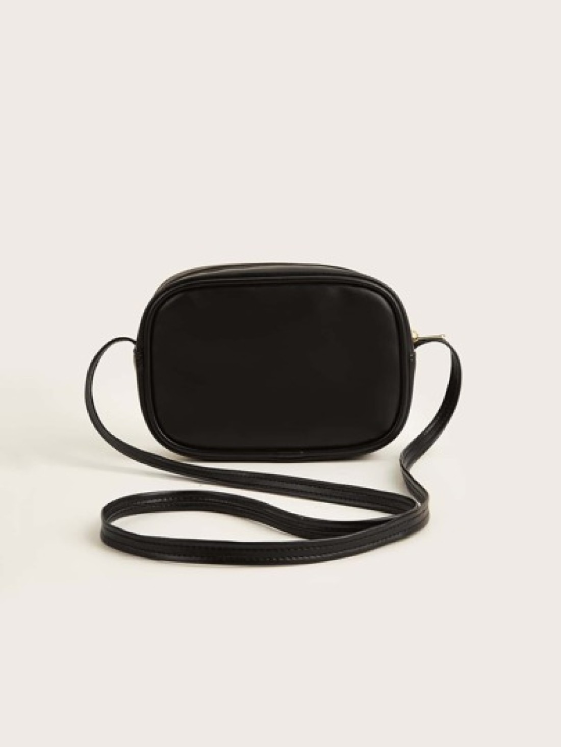 1pc Girls Black Pu Plaid Stitching Fashionable Square Shape Crossbody Bag For Everyday Use