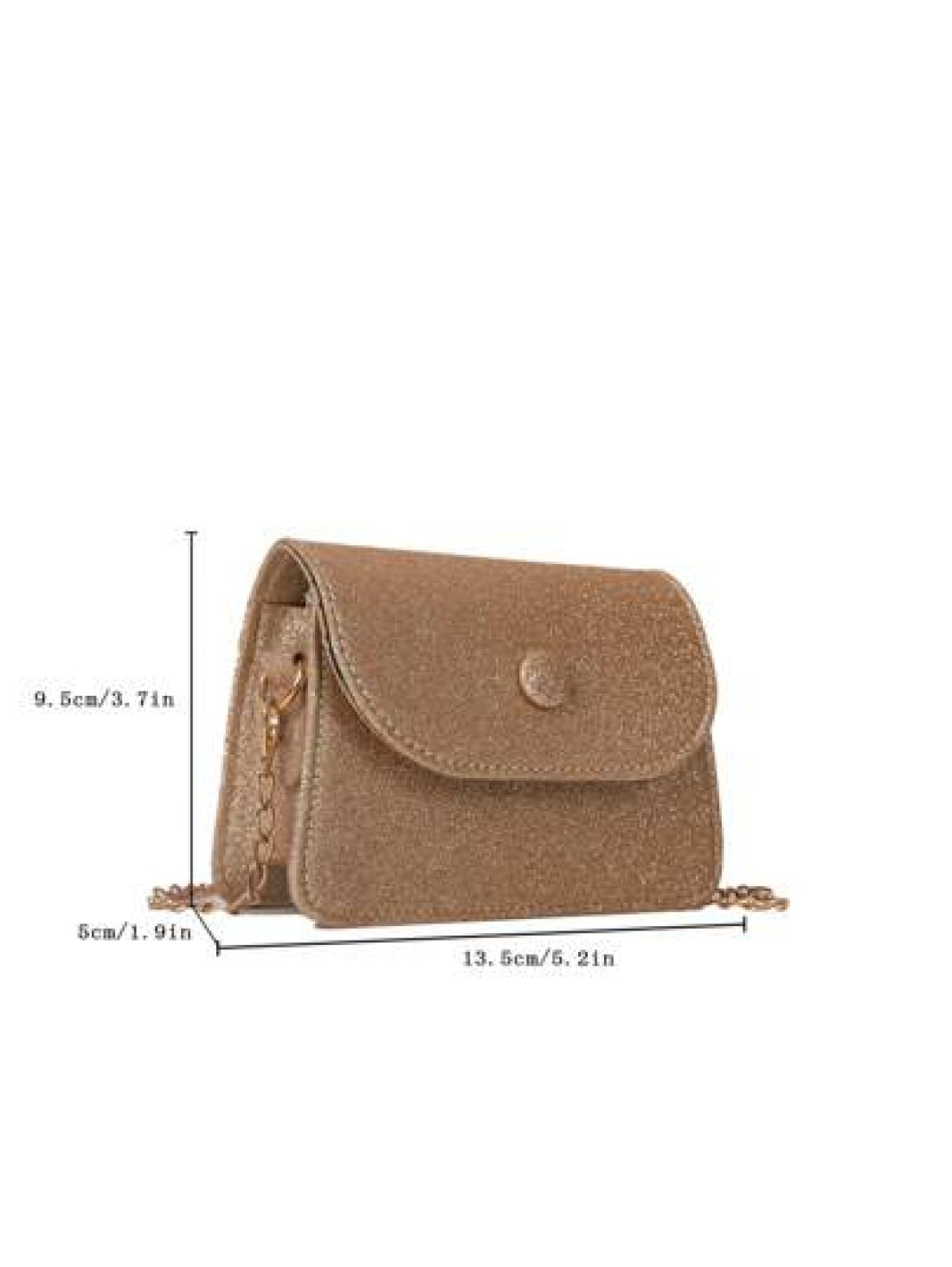 1pc Solid Color Pu Flap Closure Shiny Fashion Chain Crossbody Bag Suitable For Daily Use In Spring And Summer