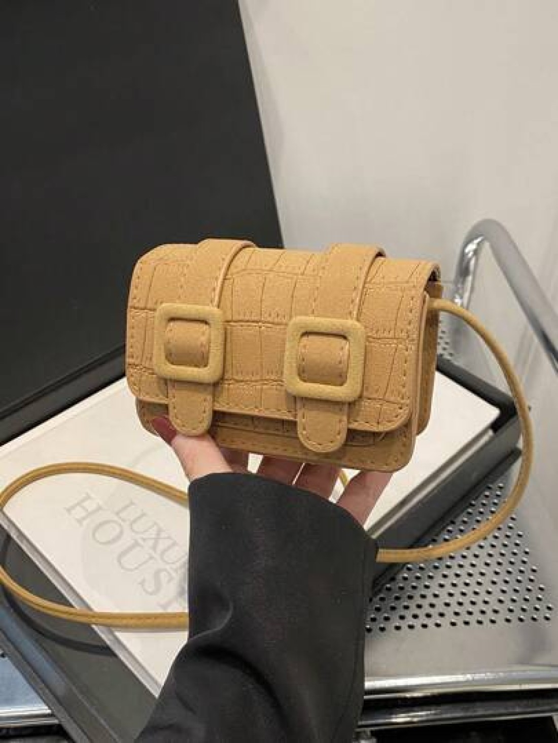 1pc Girl Frosted Indentation Mini Square Bag Fashion Cross Body Red Envelope Casual Lightweight Play Comfortable Fabric Suitable For Daily Outing Play School Commuting Use For Friends The Perfect Gift