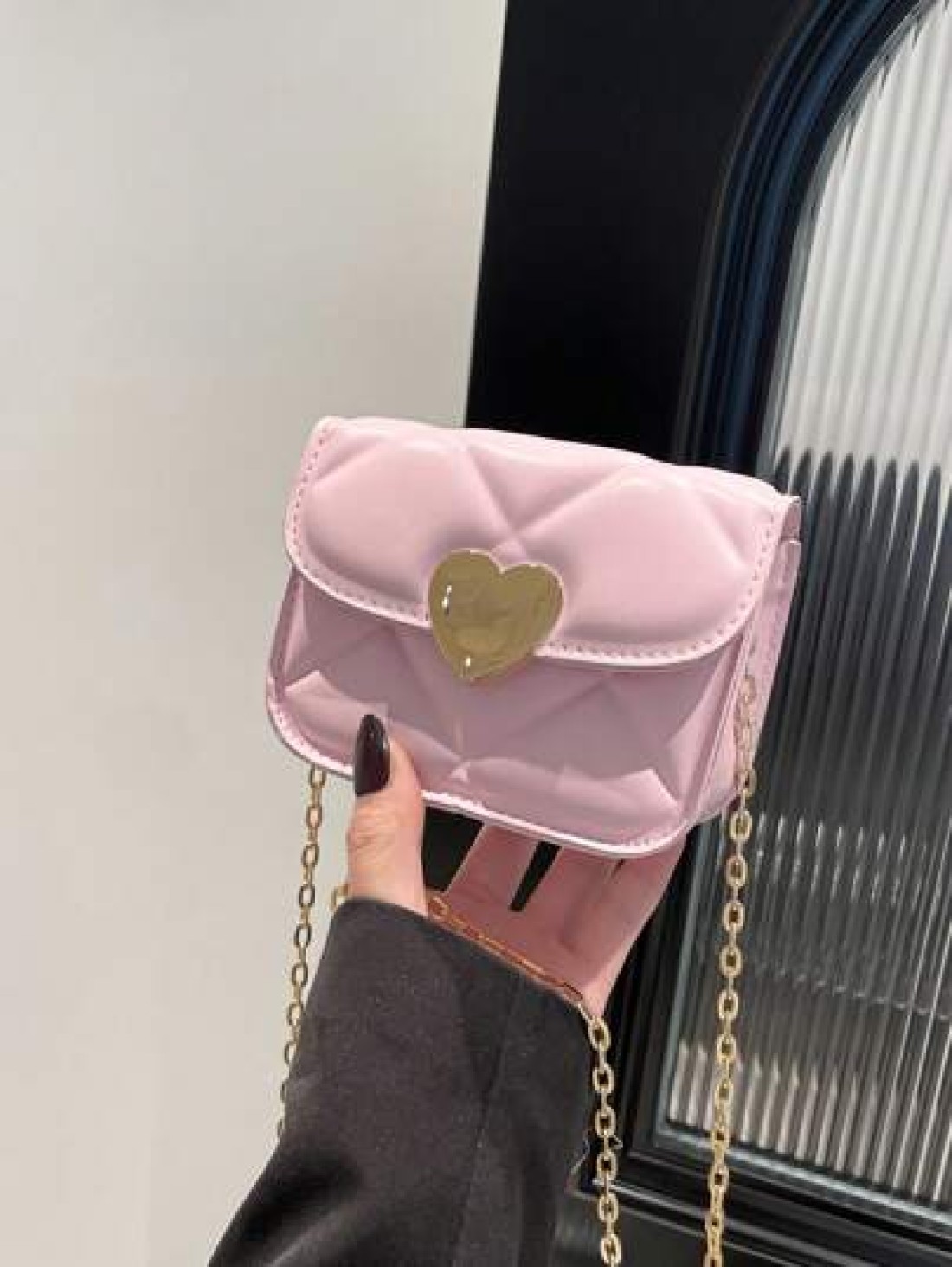 1pc Pu Magnetic Buckle Fashionable And Simple Love Lock Candy Color Diamond Pattern Shoulder Messenger Bag Mini Bag Niche Design Play Comfortable Chain Shoulder Strap Smooth And Versatile Not Picky Su