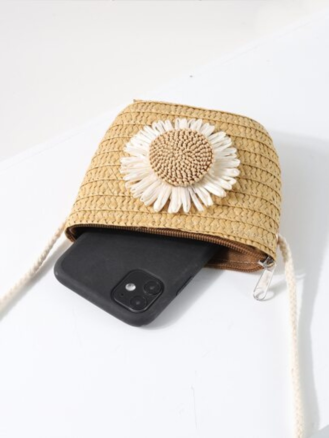 Girls Flower Decor Straw Bag
