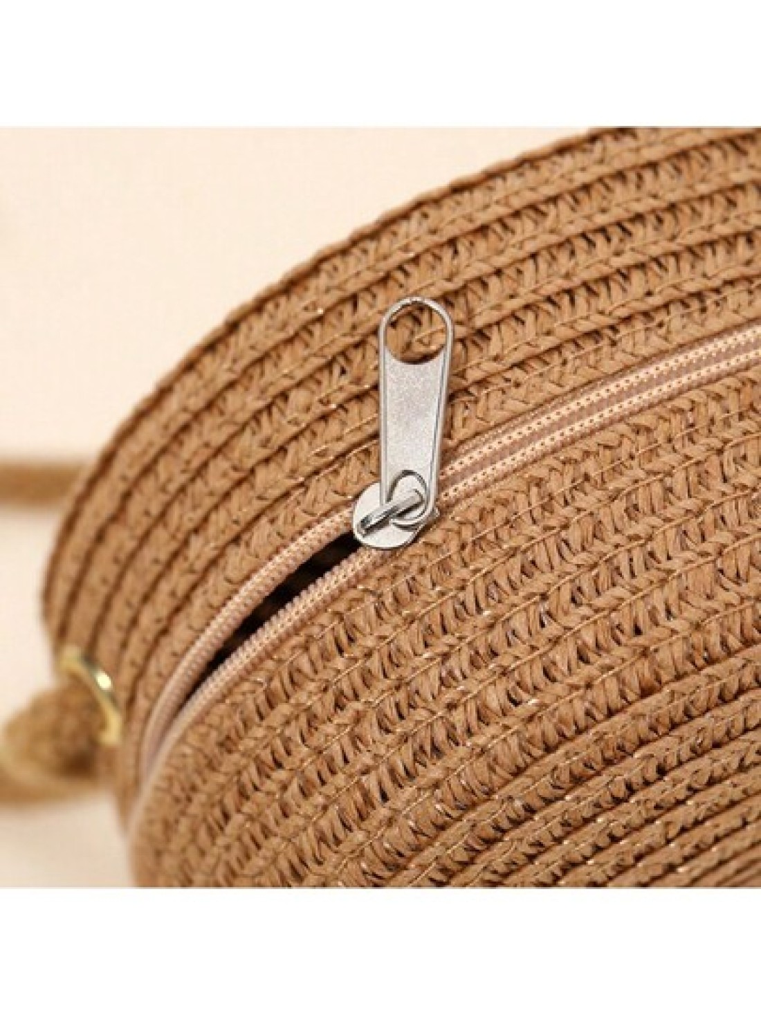 1Pc 12CM Brown Small Round Bag Beach Essentials Summer Essentials Women Bags For Vacation Holiday Wicker Bag Beach Purse Perfect For Summer Vacation Daily Use Travel Must Haves