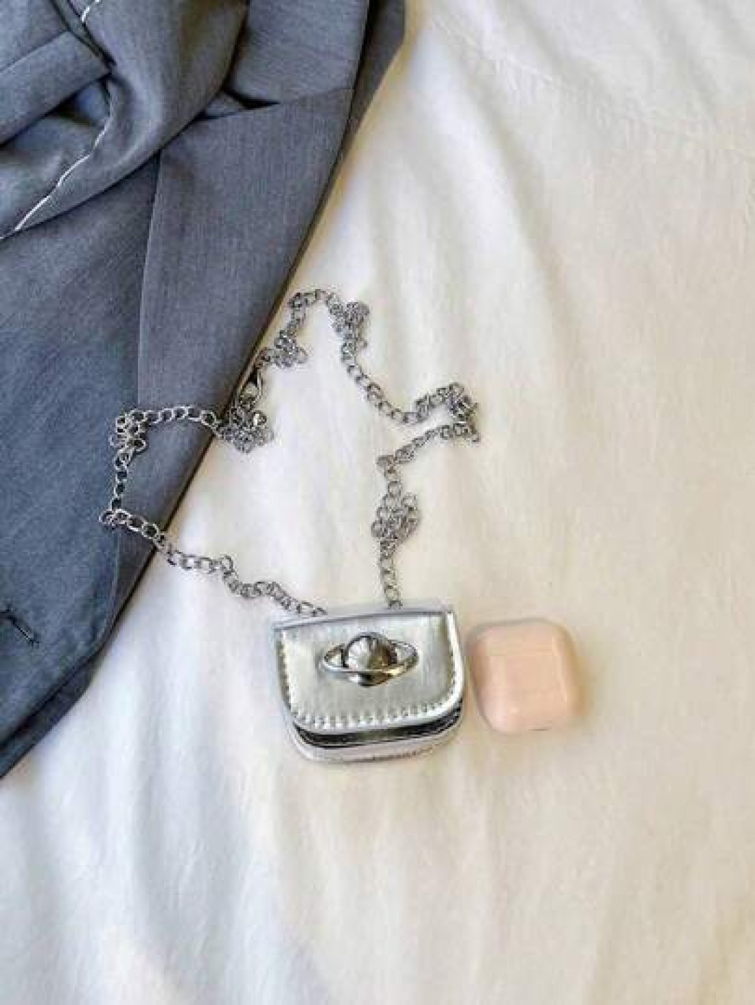 One Piece Mini Pu Flip Crossbody Bag Stylish And Simple Design Fashionable And Personalized Celebrity Decoration Planet Printed Mini Lipstick With Chain Bag Mini Wallet Crossbody Waist Bag Chain Decor