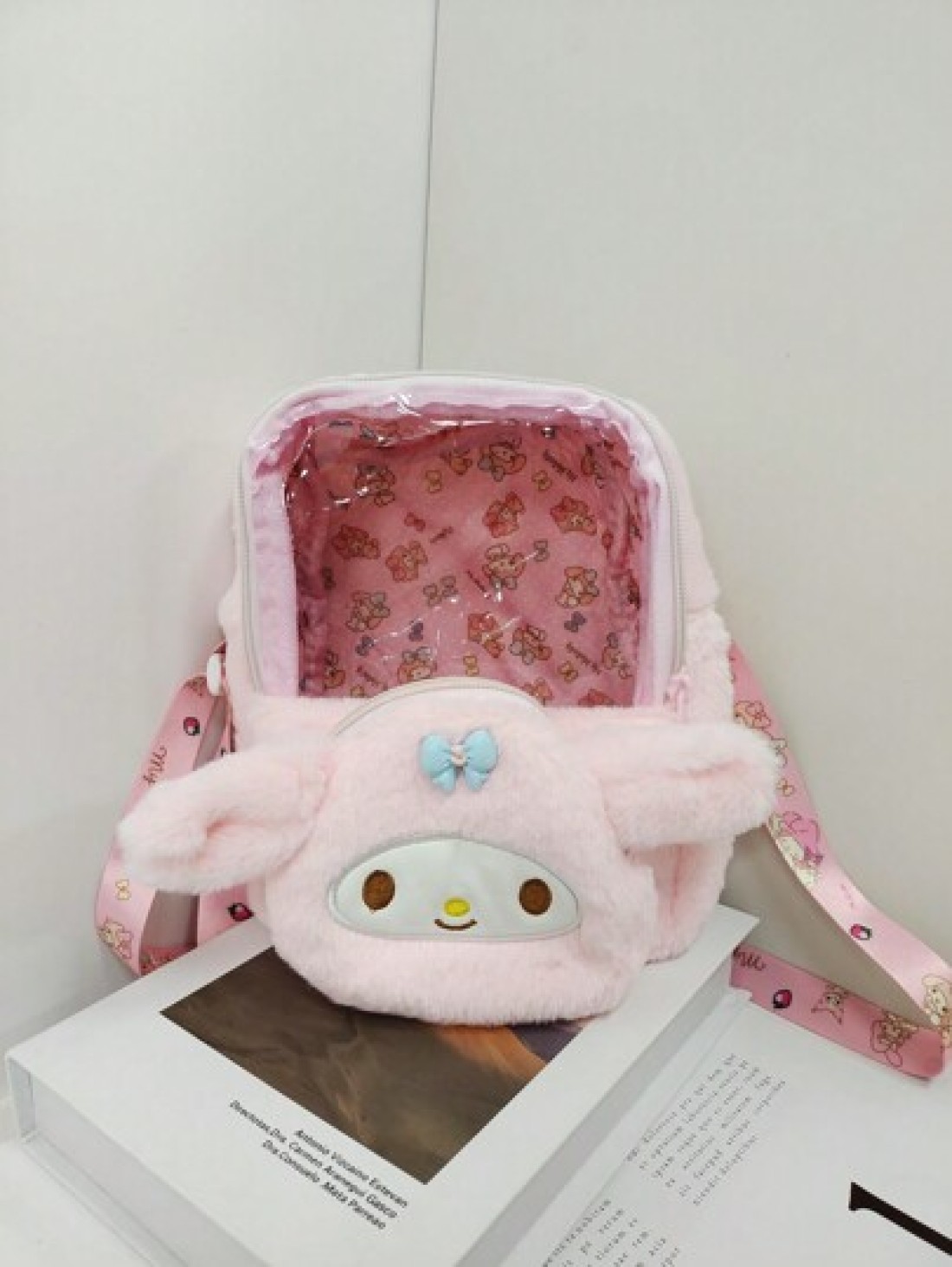 Sanrio Sanrio Hello Kitty Plush Crossbody Bag Exquisite And Versatile Translucent Cute Girly Heart Portable Storage Bag