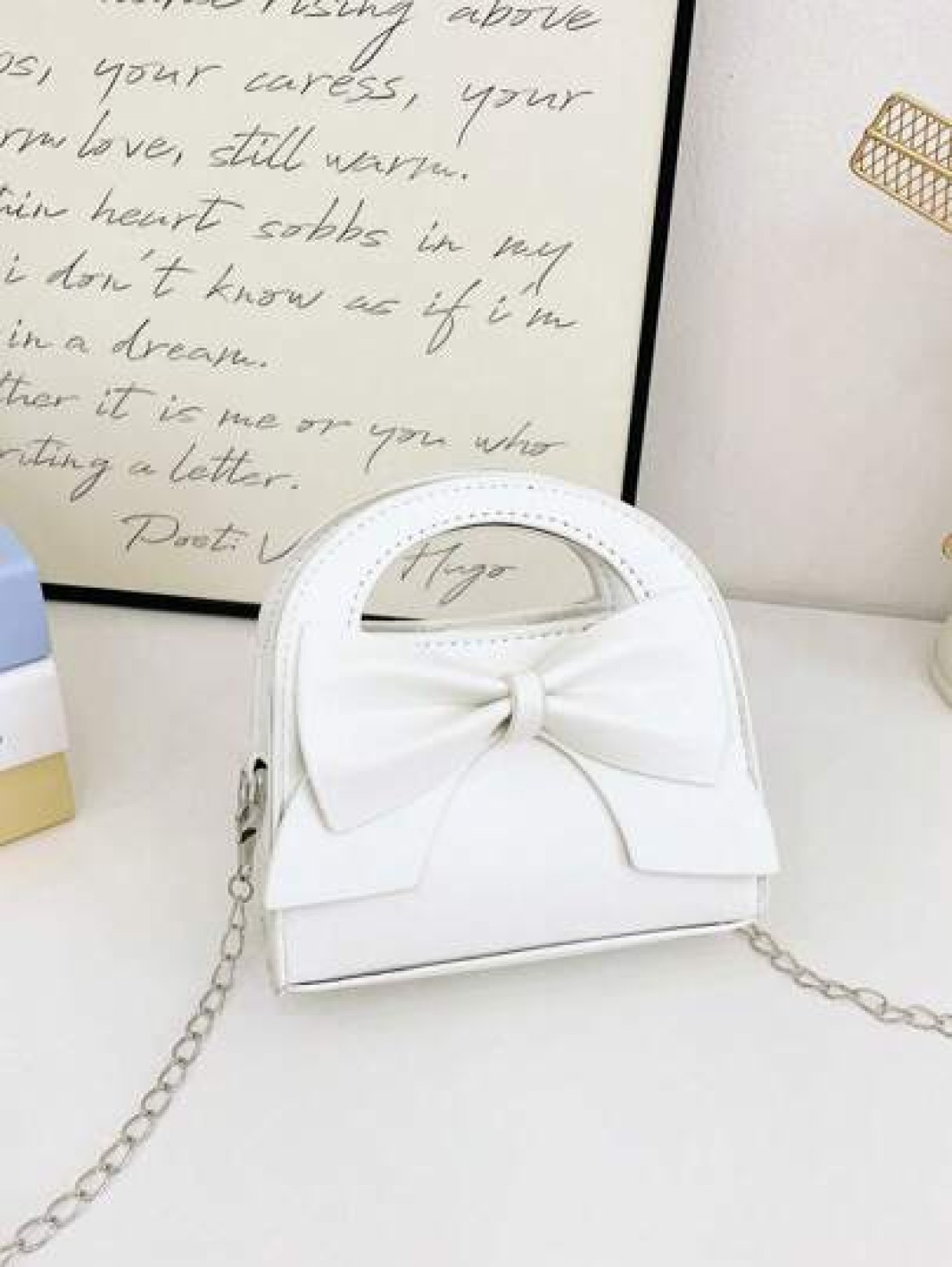 1pc Fashionable Popular Chain Bag Handbag Bow Shoulder Bag Cute Crossbody Bag With Cute Sweet Bow Decoration Handbag Pu Material Magnetic Buckle Closure Suitable For Girls Shopping Party Daily Use Put