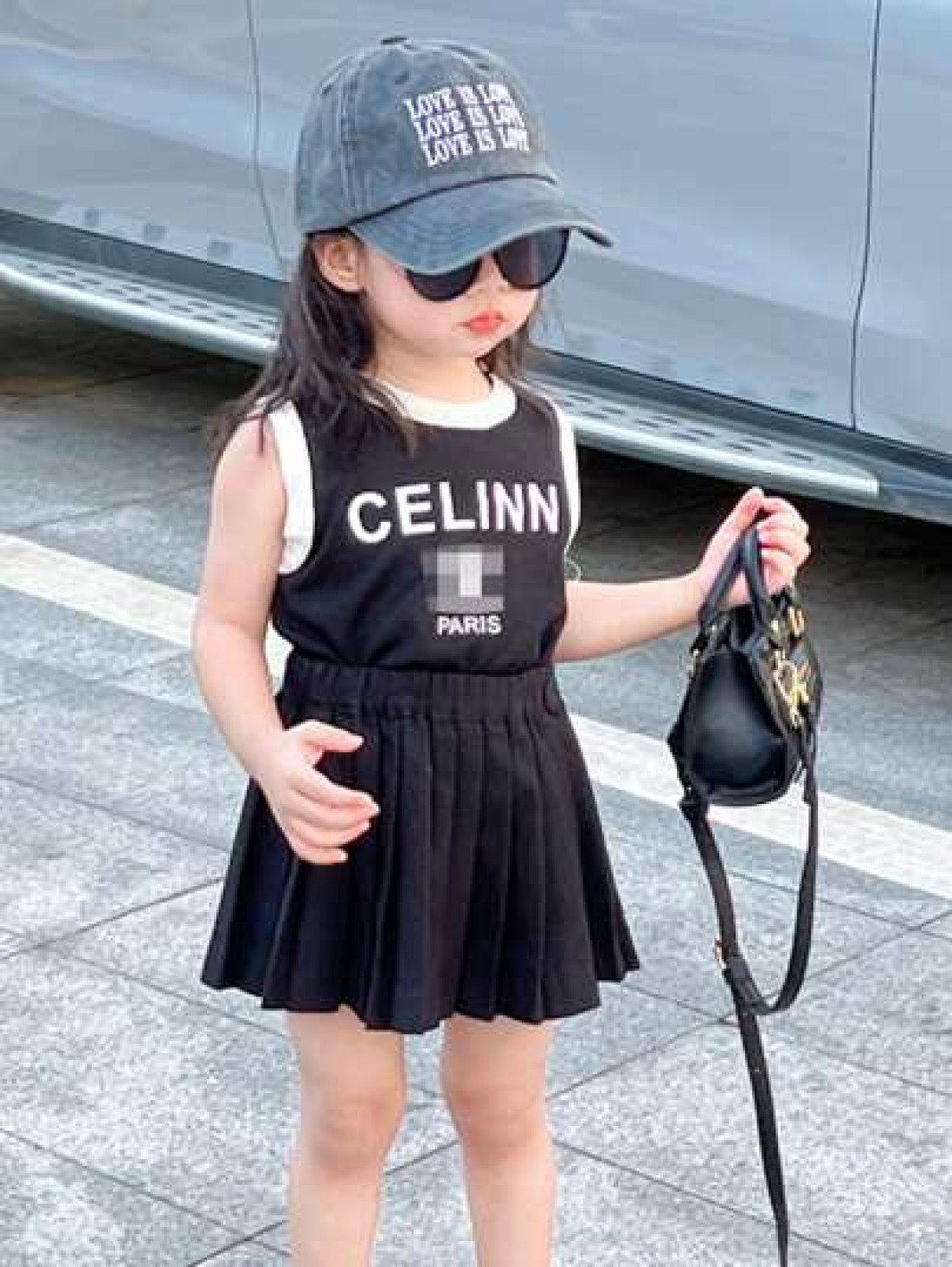 Mini Girls Square Bag Litchi Embossed Zipper Front Decor Double Handle For Daily