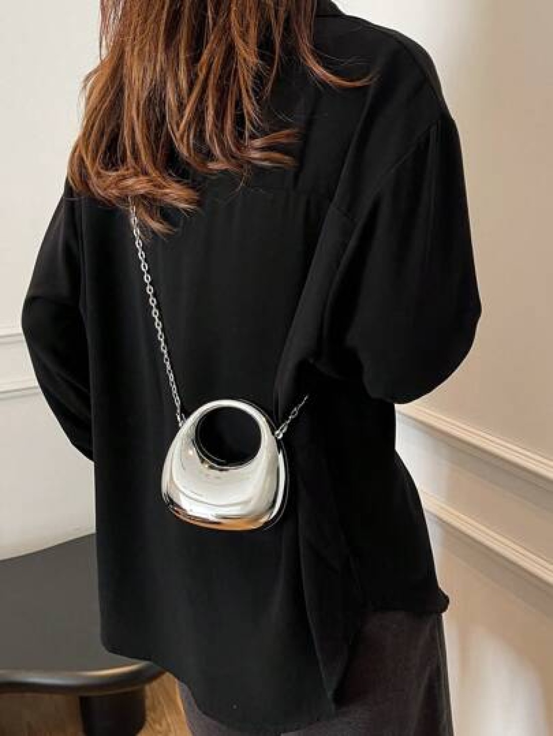 1pc Simple Handbag Acrylic Crescent Bag New Bright Chain Bag One Shoulder Handbag Fashionable Multifunctional One Shoulder Crossbody Evening Bag Suitable For Teenagers To Travel Daily Matching Suitabl