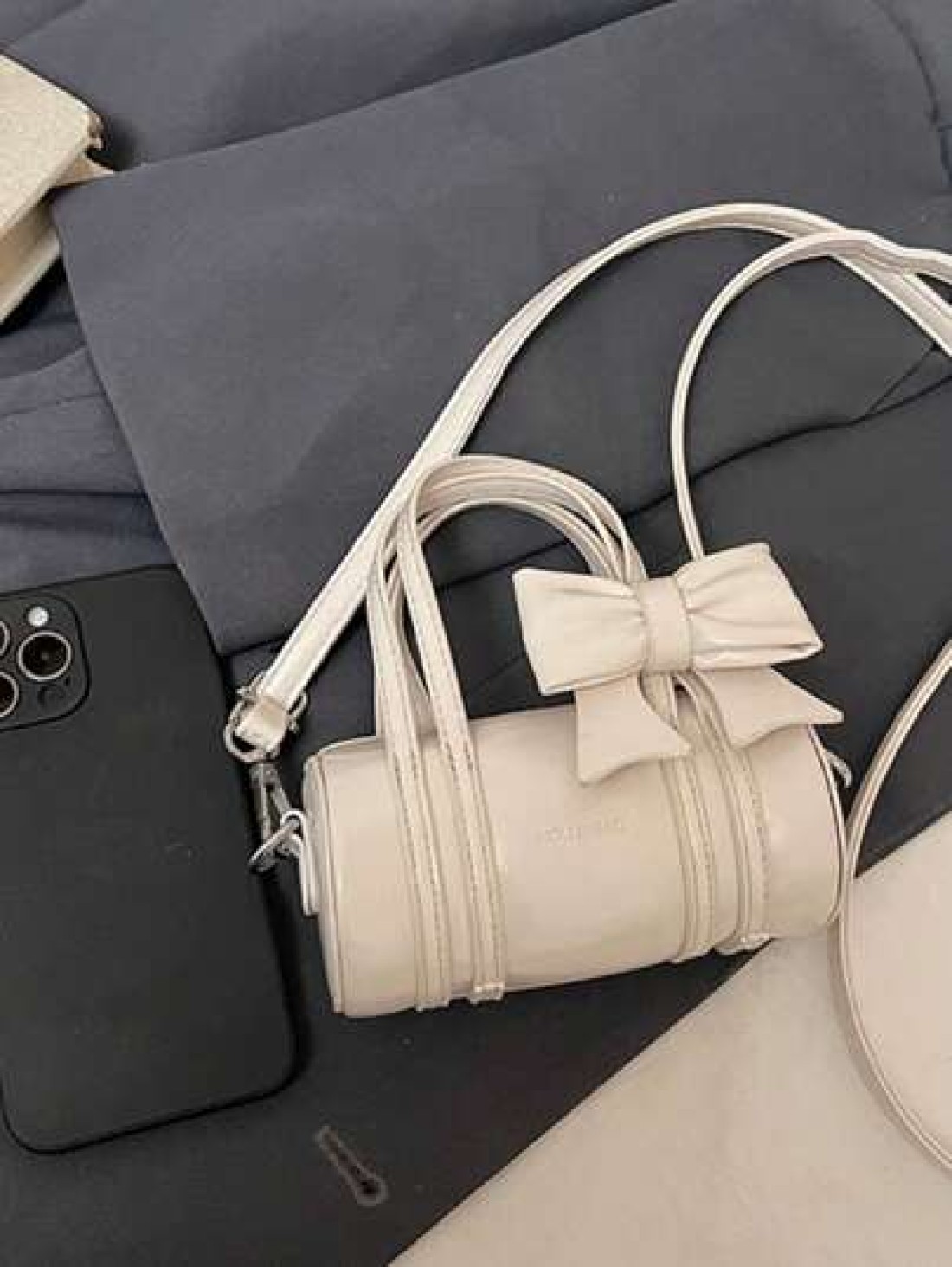 Fashion Bow Mini Handbag Solid Color Cute Small Crossbody Bag Lipstick Pouch