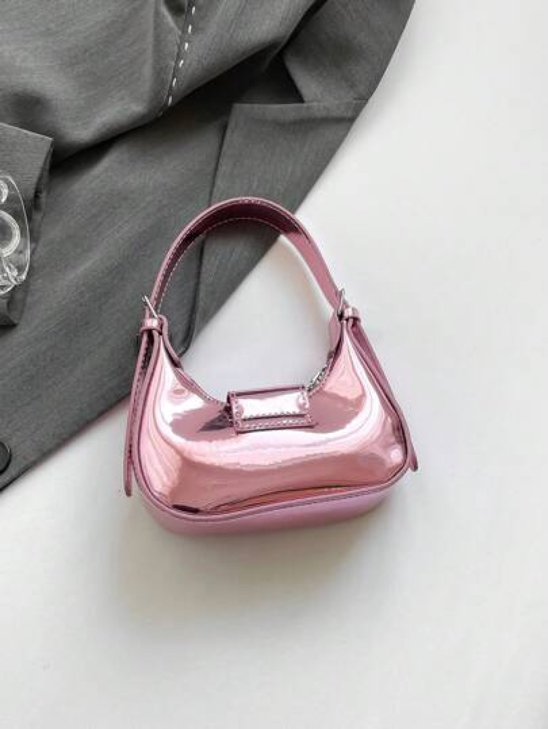 Girls Fashionable Glossy Handbag Coin Purse Butterfly Decor Small Crossbody Bag