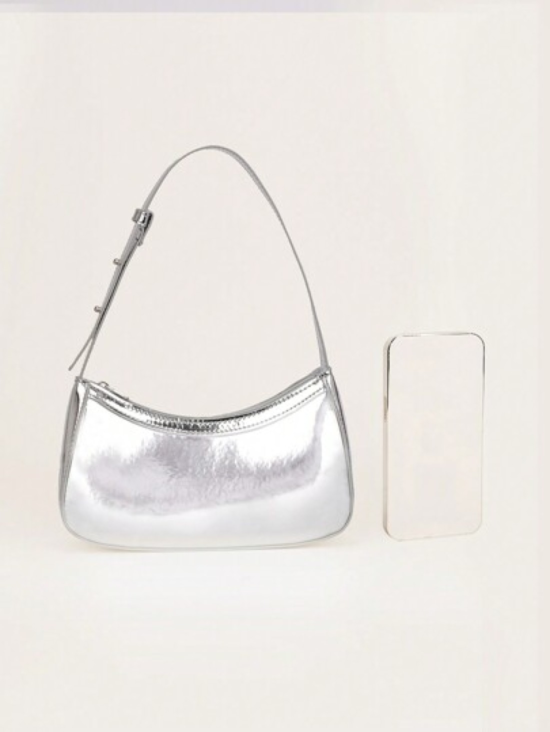 1pc Mirror Silver Handbag Patent Leather Reflective Clutch Shoulder Bag