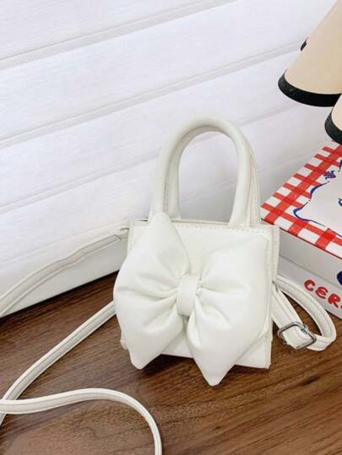 1pc Mini Pu Magnet Closure Fashion Sweet Western Bow Handbag Niche Design Out To Play Shoulder Messenger Bag Korean Highly Attractive Bag Adjustable Shoulder Strap Suitable For Going Out School Commut