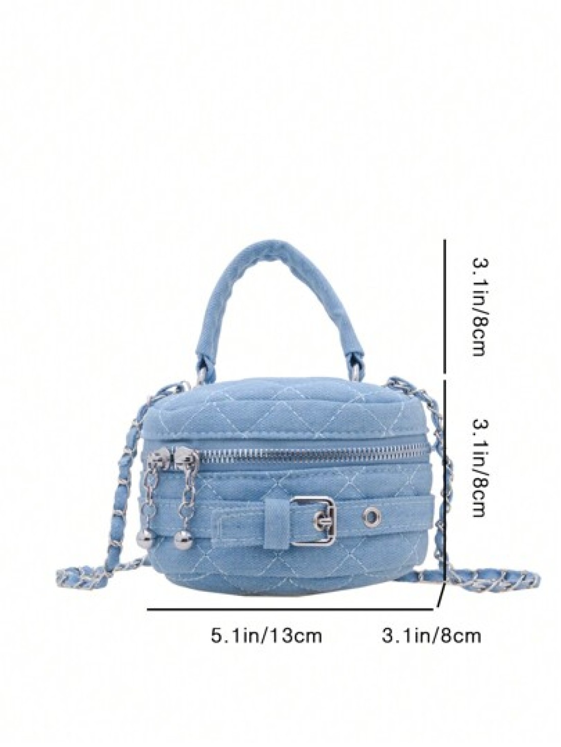 Children Denim Handbag Chain Messenger bag Box bag Lightweight Mini Handbag Zipper Rhombic lattice Quilting Small square bag Cute Vintage Casual Small bag Suitable for primary school boys and girls