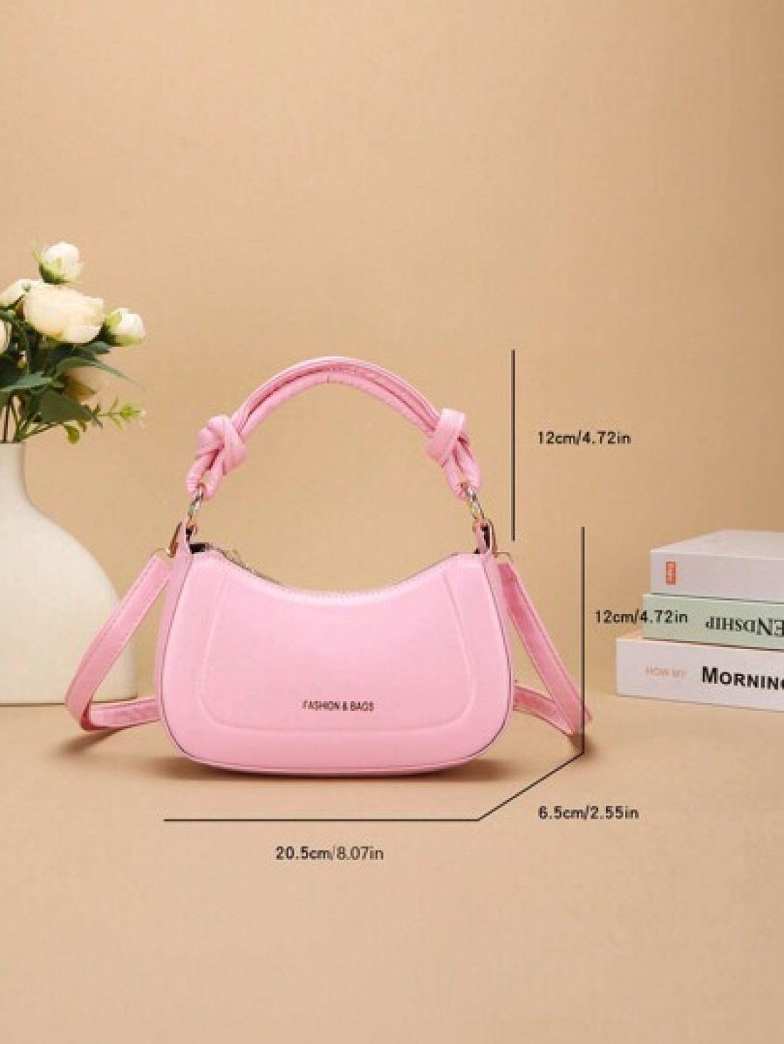 1pc PU Solid Color Fashion Handbag With Zipper Closure Shoulder Crossbody Bag Suitable For Daily Use And Outings