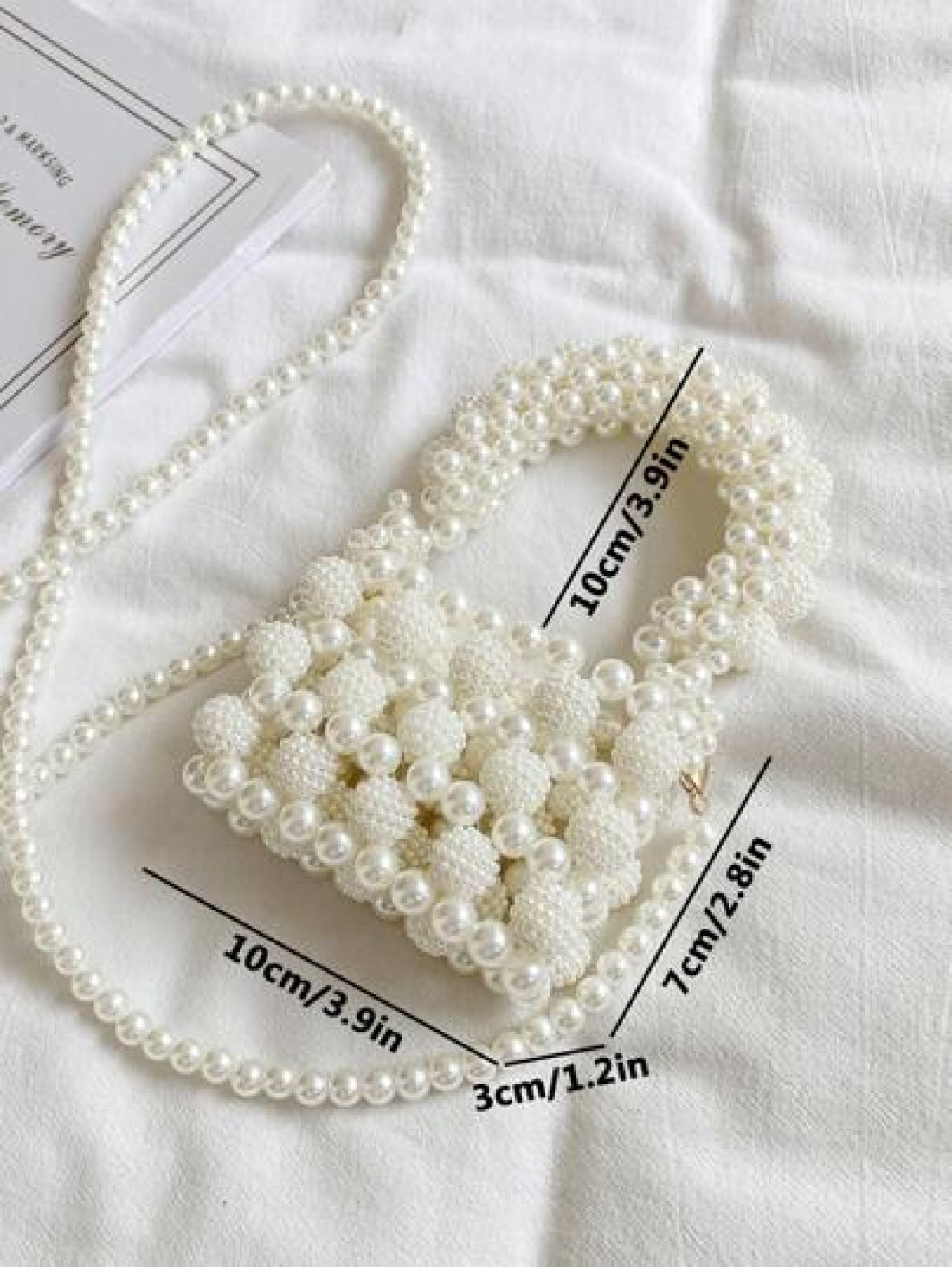 Girls Faux Pearl Beaded Square Bag