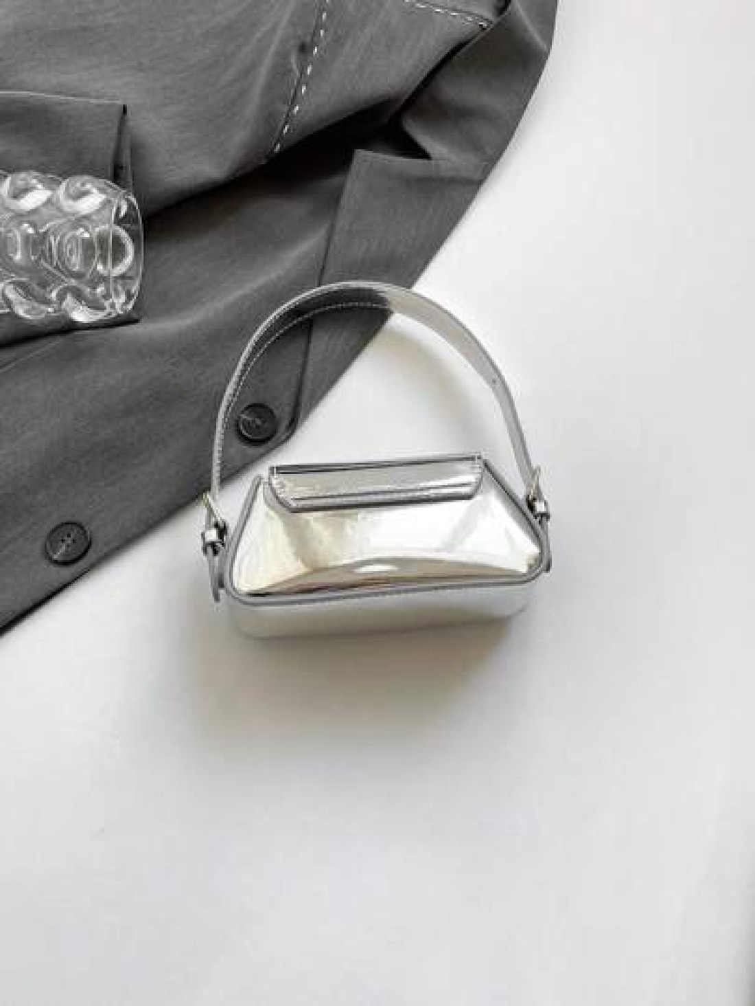 Girls Fashion Glossy Handbag Solid Color Molded Flap Underarm Bag