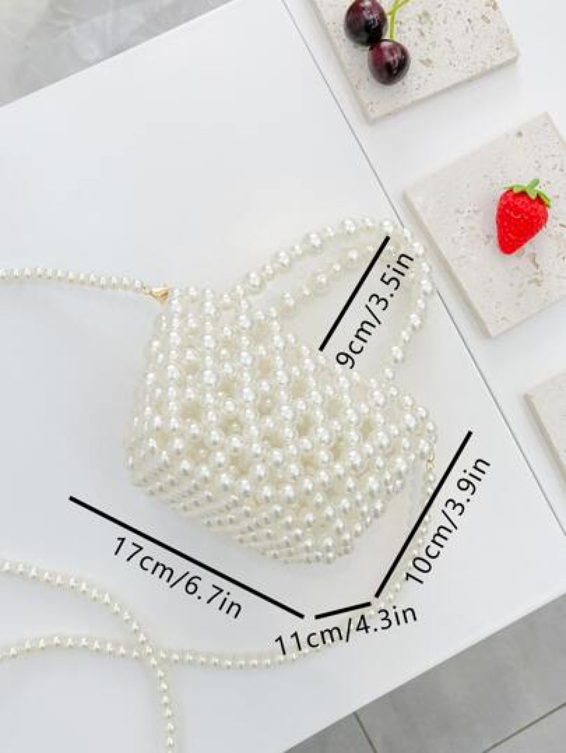 Girls Faux Pearl Beaded Satchel Bag