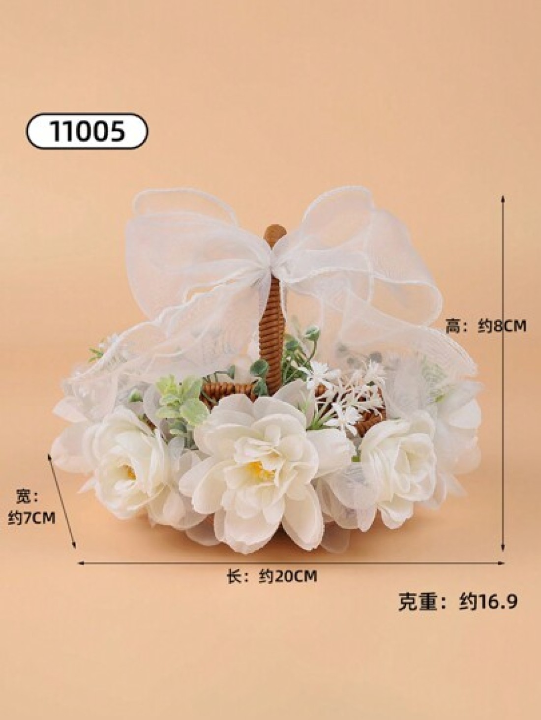 1pc Beautiful Bowknot Ribbon Flower Girl Basket For Wedding Woven Flower Girl Petal Toss Basket