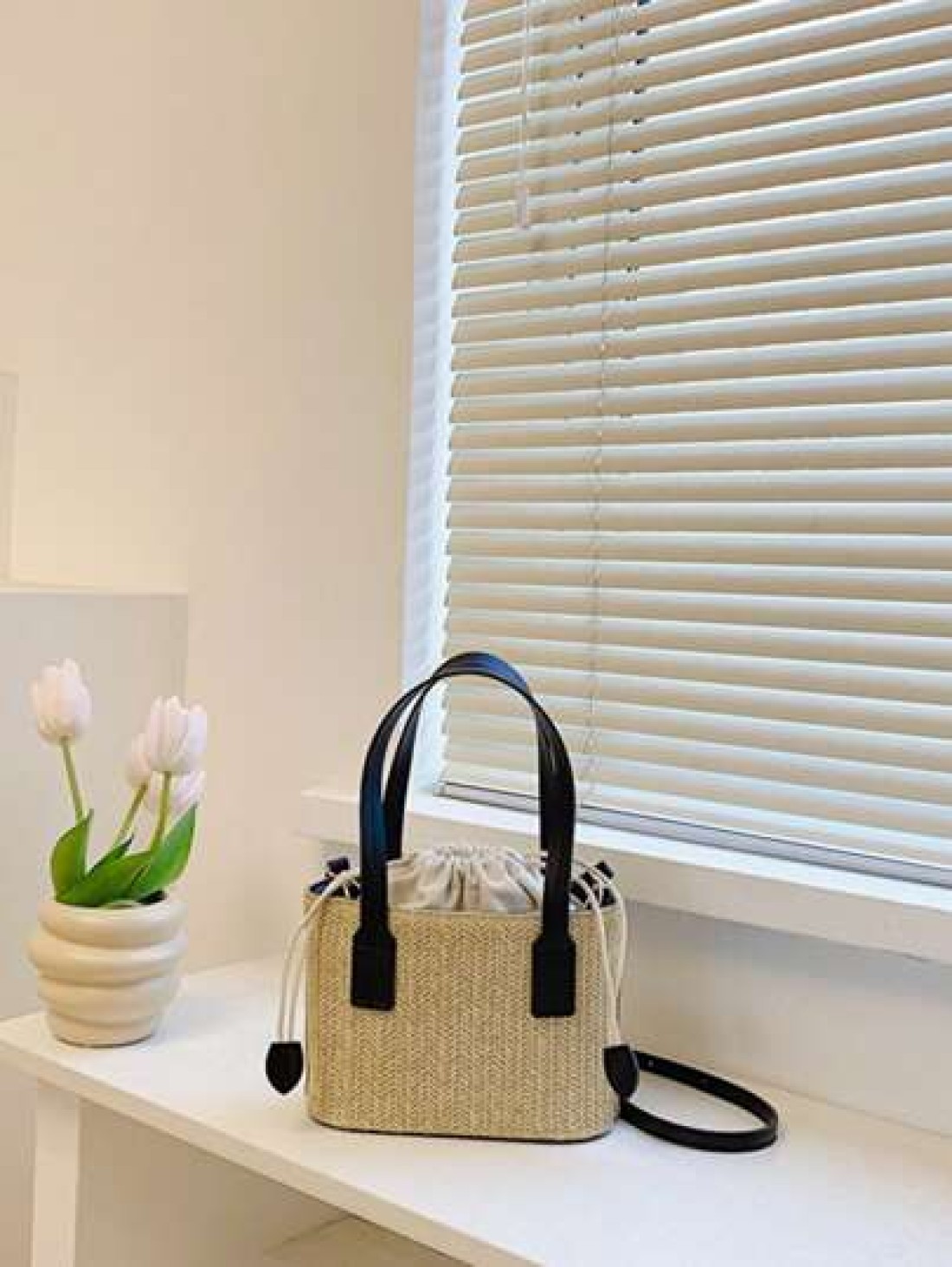 Woven Straw Shoulder Bag For Girl Simple Minimalist Casual Small Square Crossbody Bag