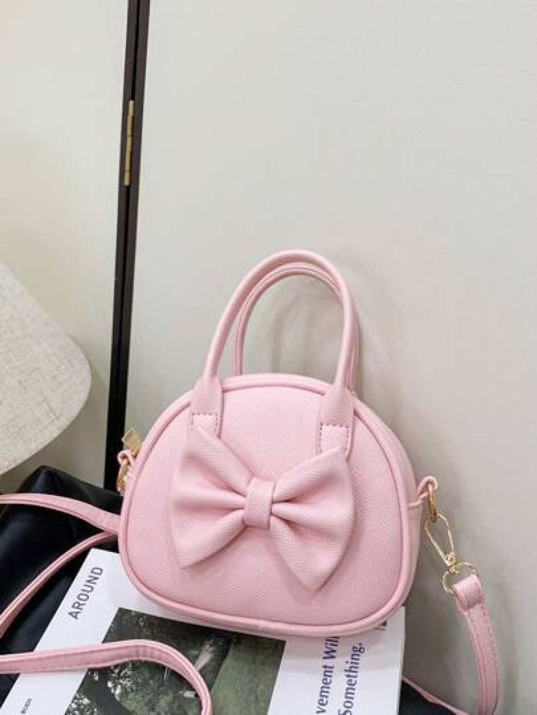 1pc Pu Zipper Fashion Sweet Bow Princess Style Candy Color Handbag Korean French Exquisite Aesthetic Niche Design Adjustable Shoulder Strap Shoulder Messenger Bag Versatile Casual Highly Attractive Ba
