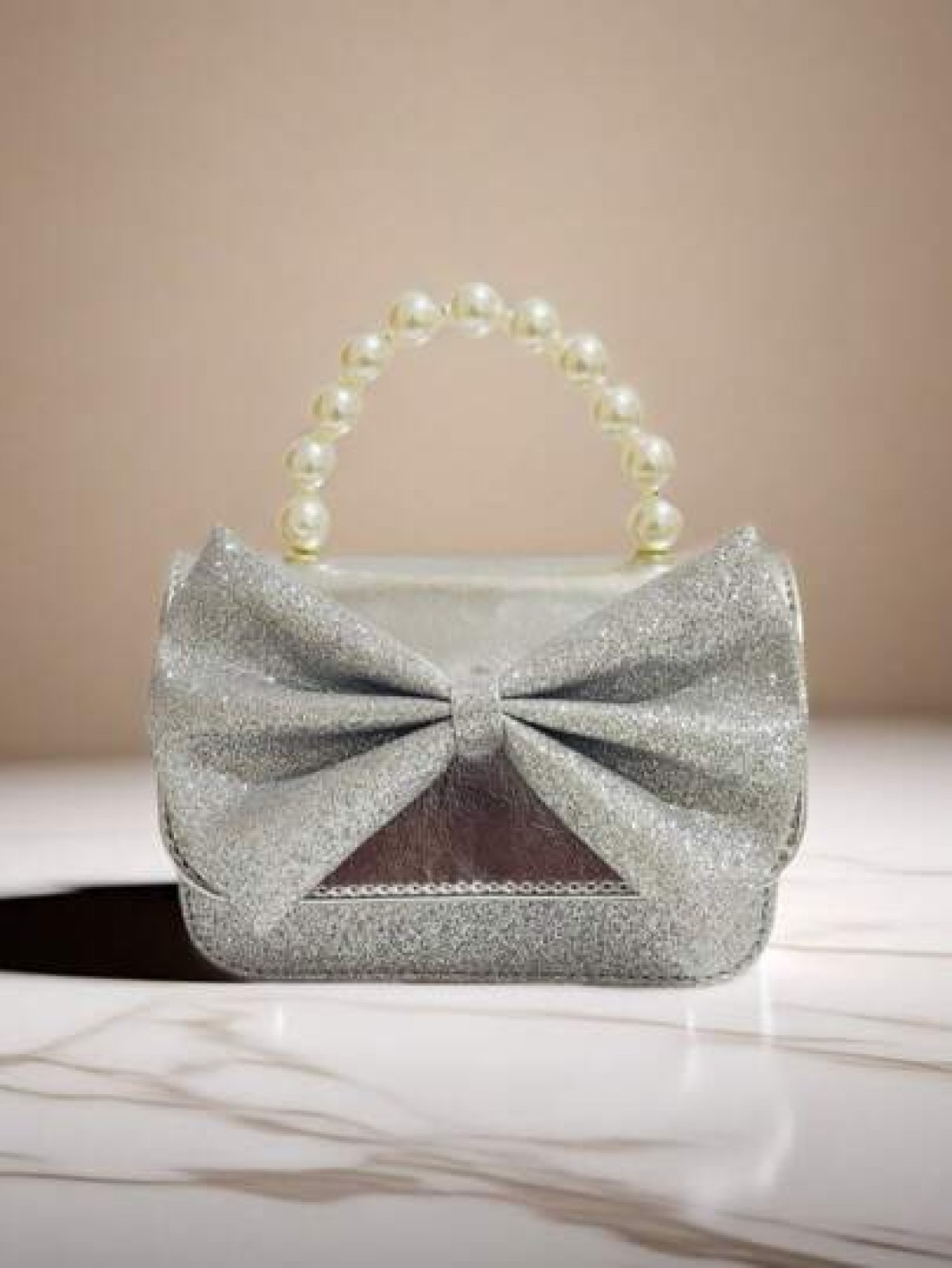 Kids Pearl Handbag Holiday Gift PU Leather Butterfly Decor Fashion Princess Coin Purse Mini Bag For Little Girls