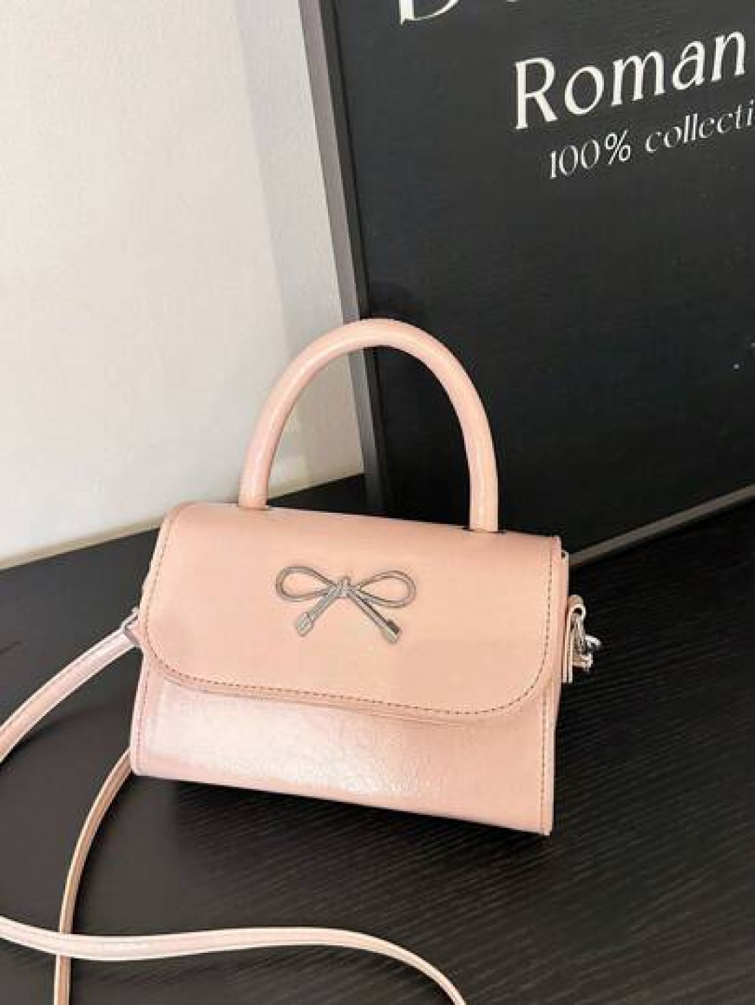 1pc Gentle And Sweet Bow Fashion Handbag Versatile Ins Shoulder Crossbody Bag Stylish And Gentle Small Square Bag With Bow Decoration Pu Material Magnetic Buckle Closure Crossbody Bag High End Solid C