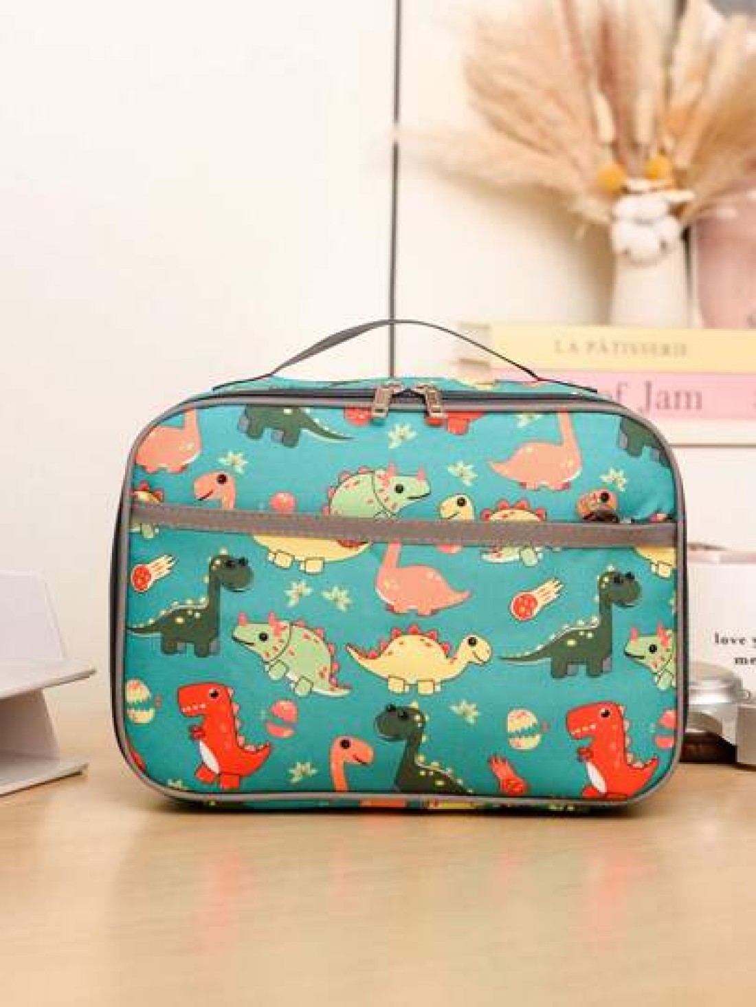 1 New Nylon Material Boy And Girl Cute Cartoon Pattern Lunch Bag Large Capacity Zipper Closure Fashionable And Casual Suitable For Daily Outings Travel And School