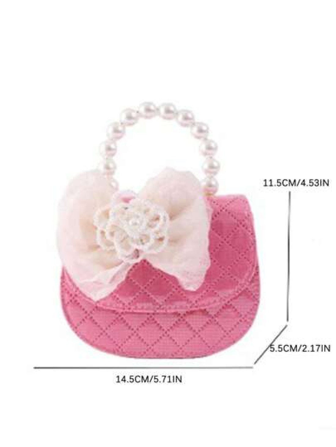 Fashionable Cute Bow Accent Shoulder Crossbody Bag With Elegant Pearl Lace Decor Beaded Handle
