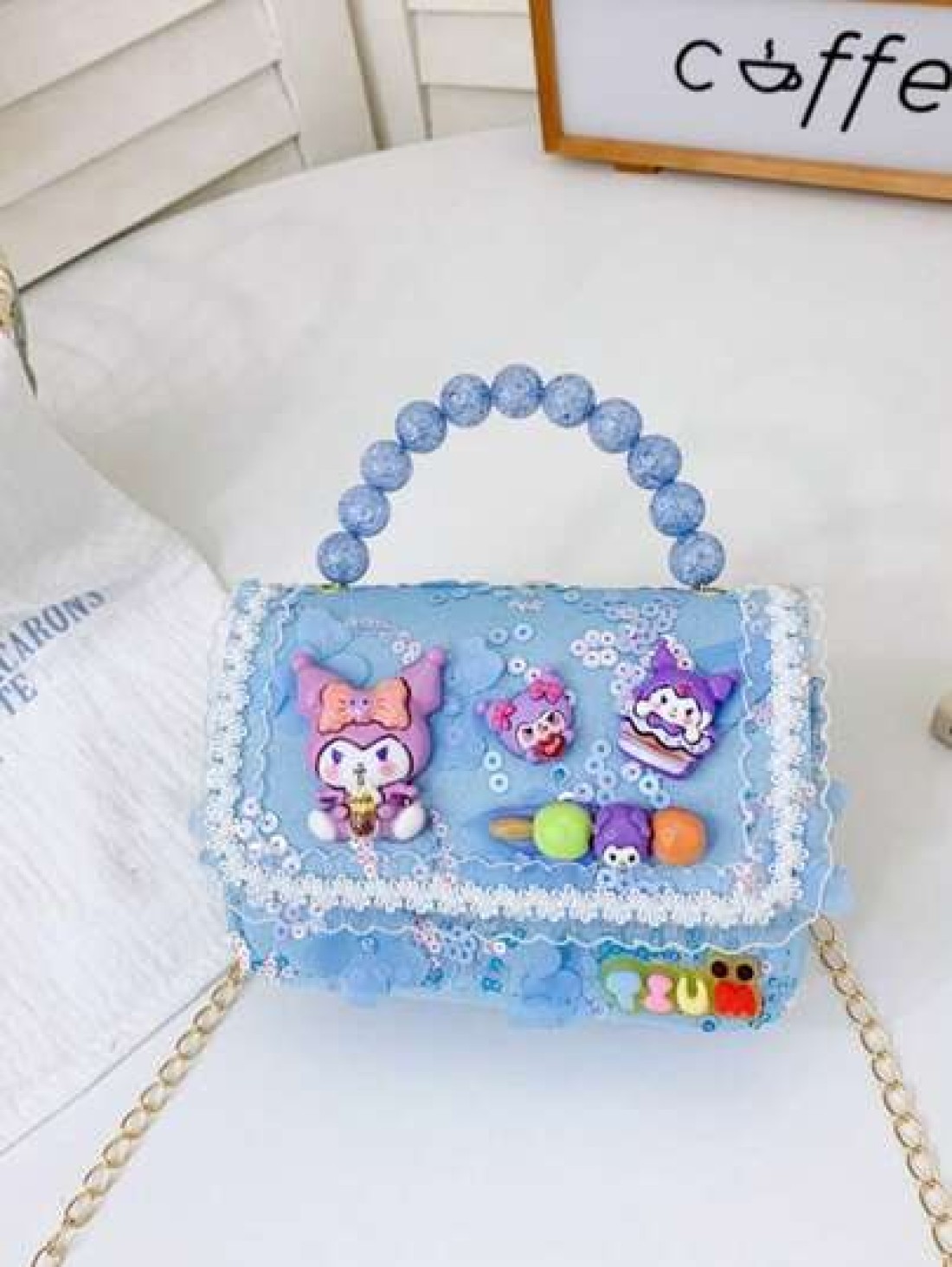 Sanrio A Kuromi Children s Bag A Multi Color Bead Handbag A Cartoon And Cute Accessory Bag A Mini And Small Handbag Bag A Daily Travel Clothing Matching Bag A Closed Shoulder Bag